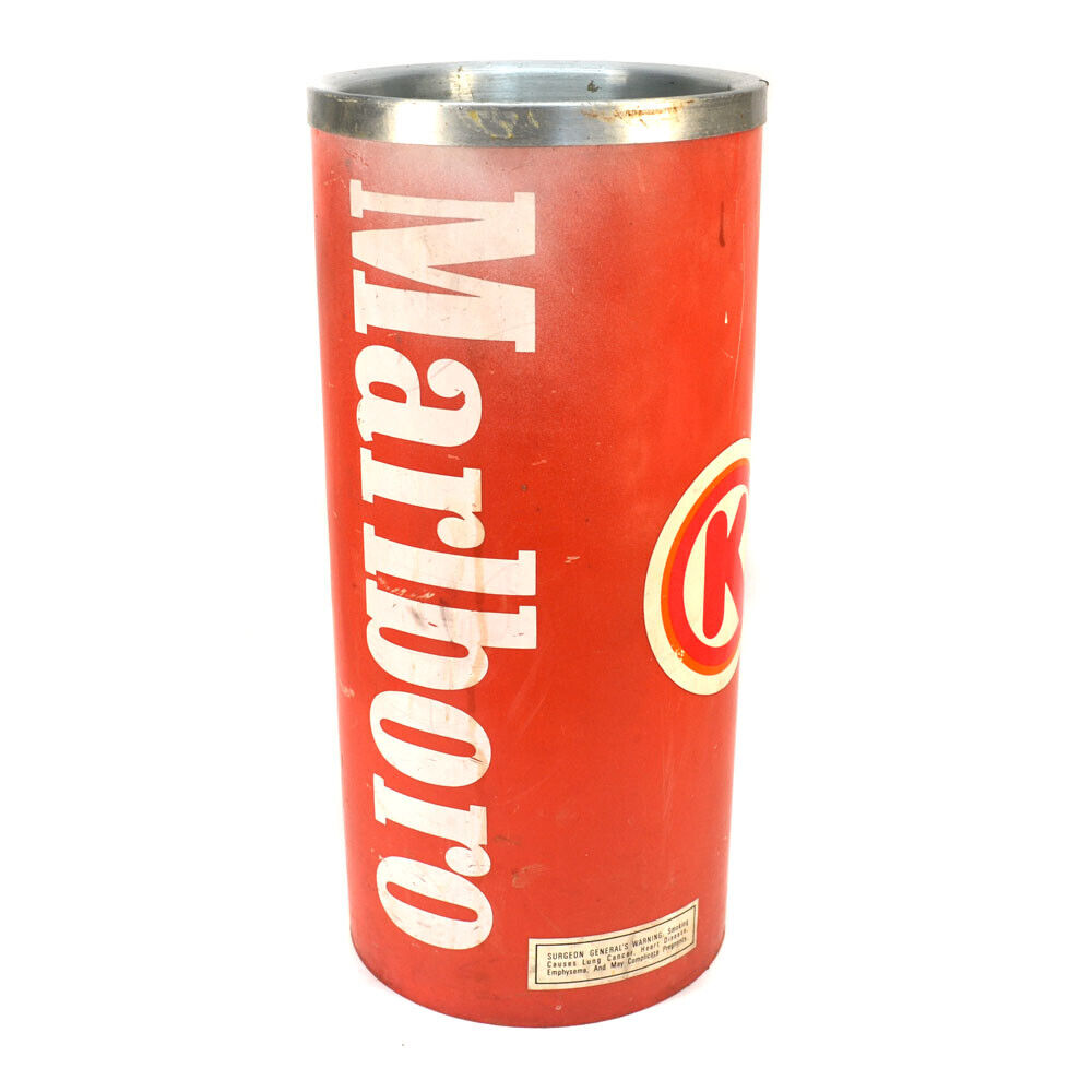 Vintage 1970\'s Marlboro Round Floor Ashtray Cylindrical Philip Morris 21\