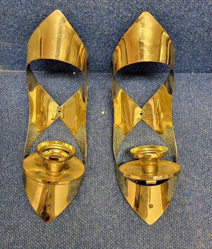 2 Vintage Mid Century Modern Mascot Gold Candle Holders