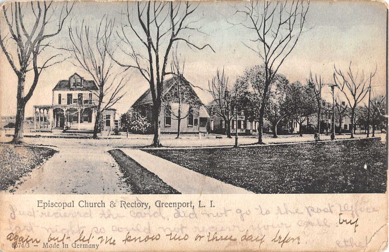 1907 Episcopal Church Rectory & Homes Greenport LI NY post card