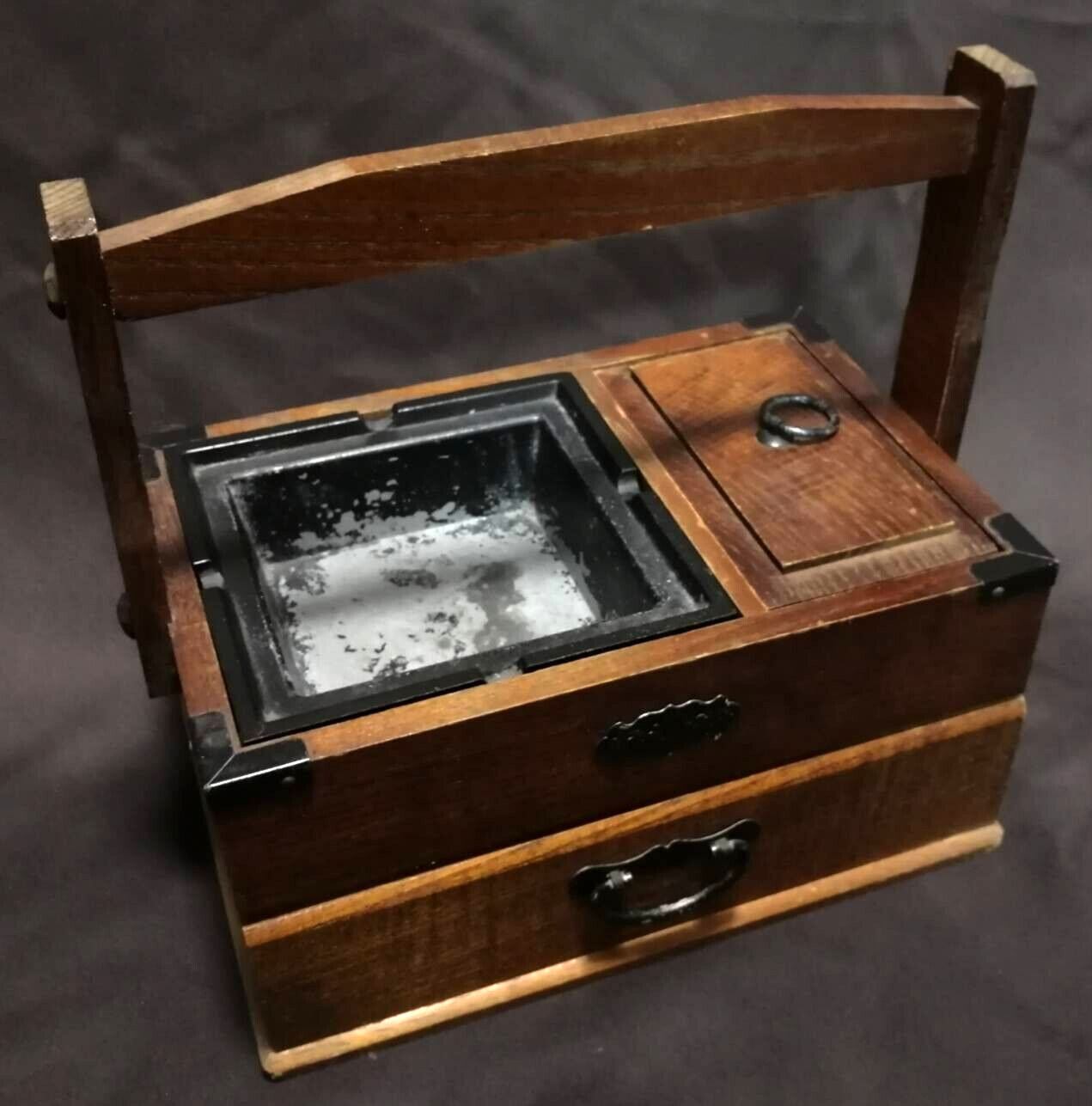 Japanese Vintage Antique Tobacco Box Ash tray NANBU TEKKI W21cm SHOWA retro