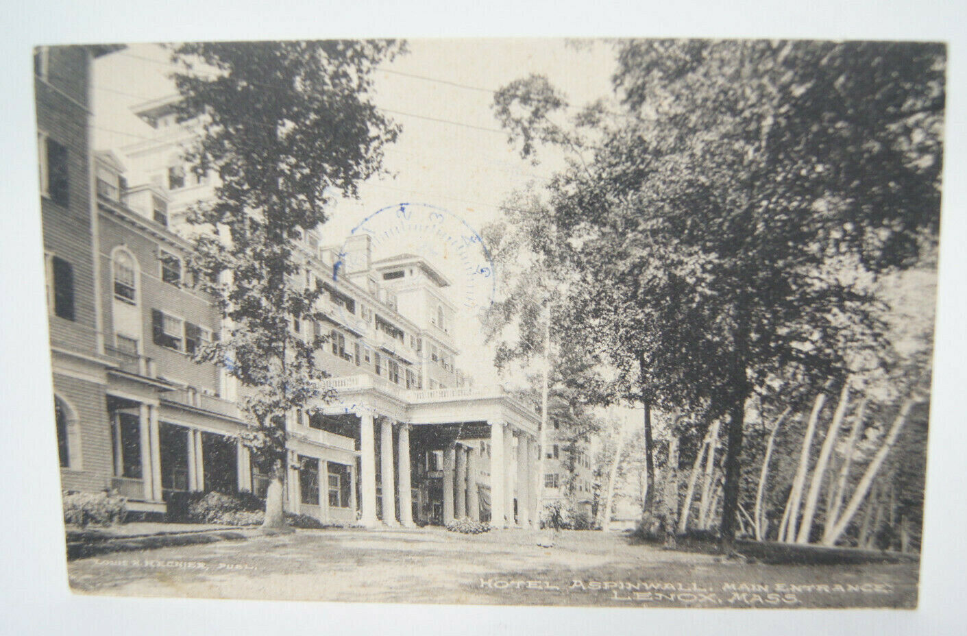 Hotel Aspinwall Main Entrance Lenox Massachusetts Regnier Vintage Postcard RPPC
