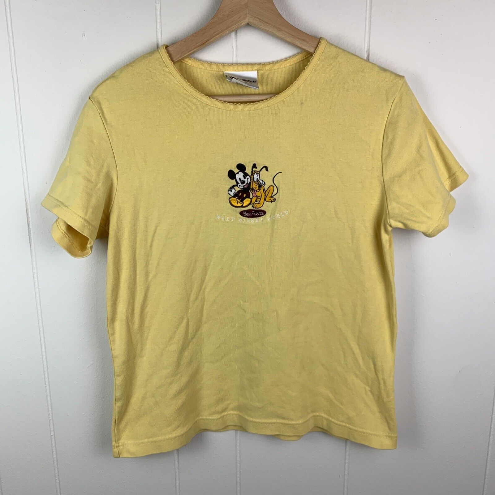 Vintage Disney World Mickey Shirt Yellow Women’s Small