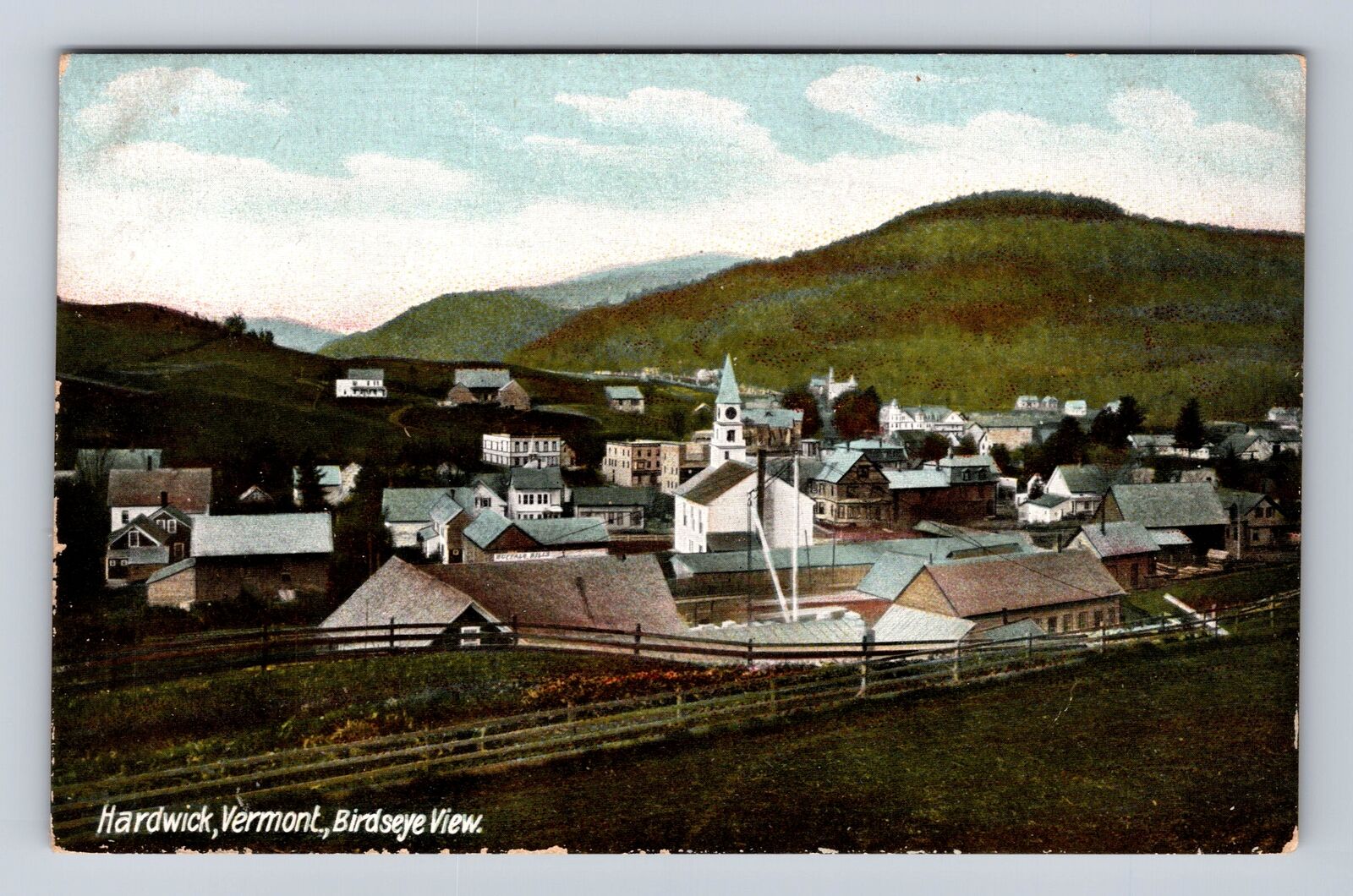 Hardwick VT-Vermont, Birdseye View, Antique, Vintage Souvenir Postcard