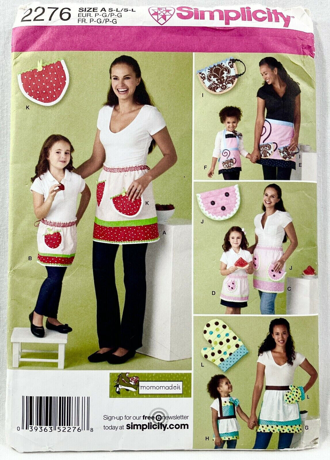 2010 Simplicity Sewing Pattern 2276 Mommy & Me Aprons 3 Sizes & Potholders 11111