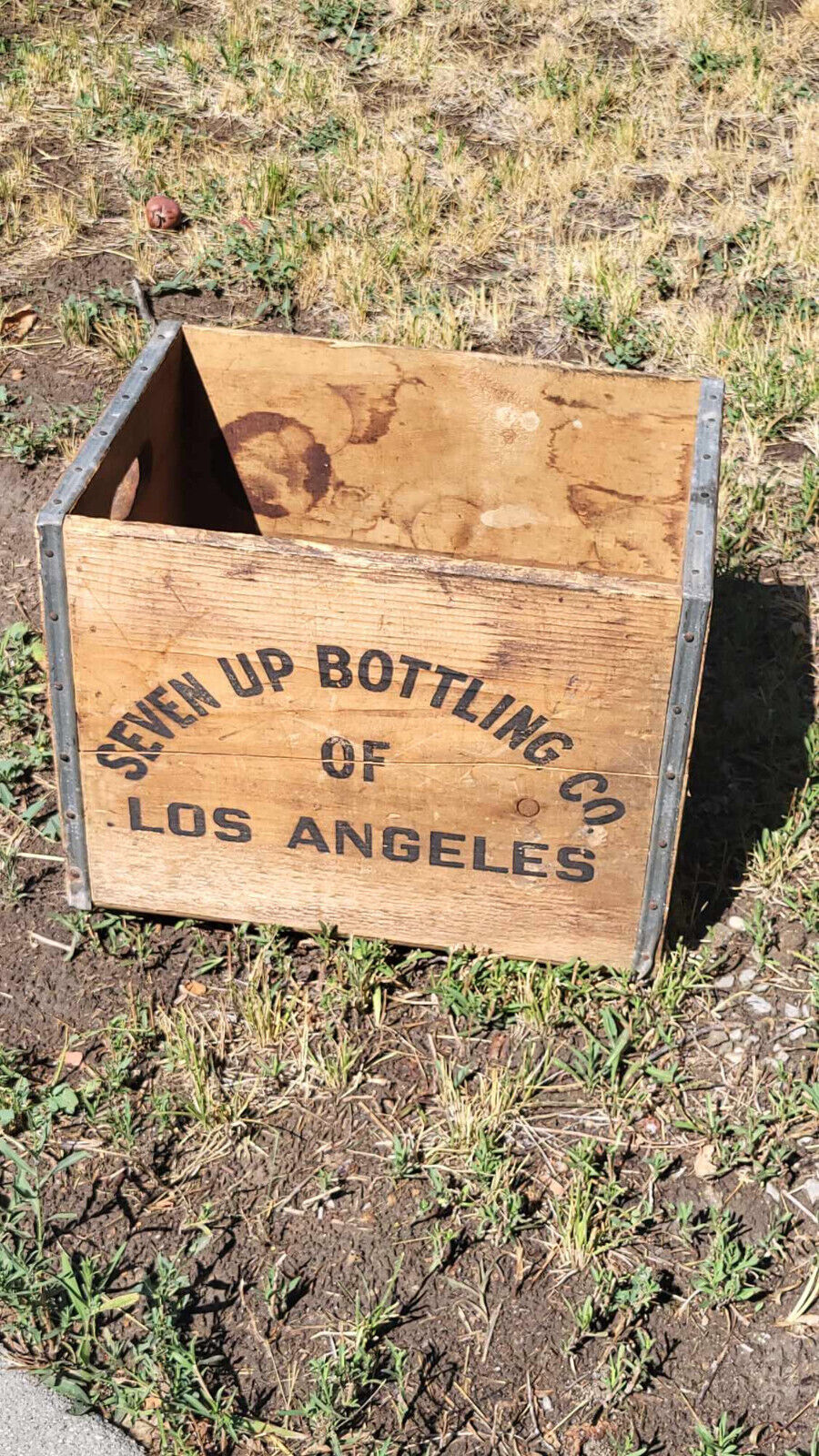 Seven Up Bottling Co of Los Angeles 1972 Wooden Box Crate 7-up