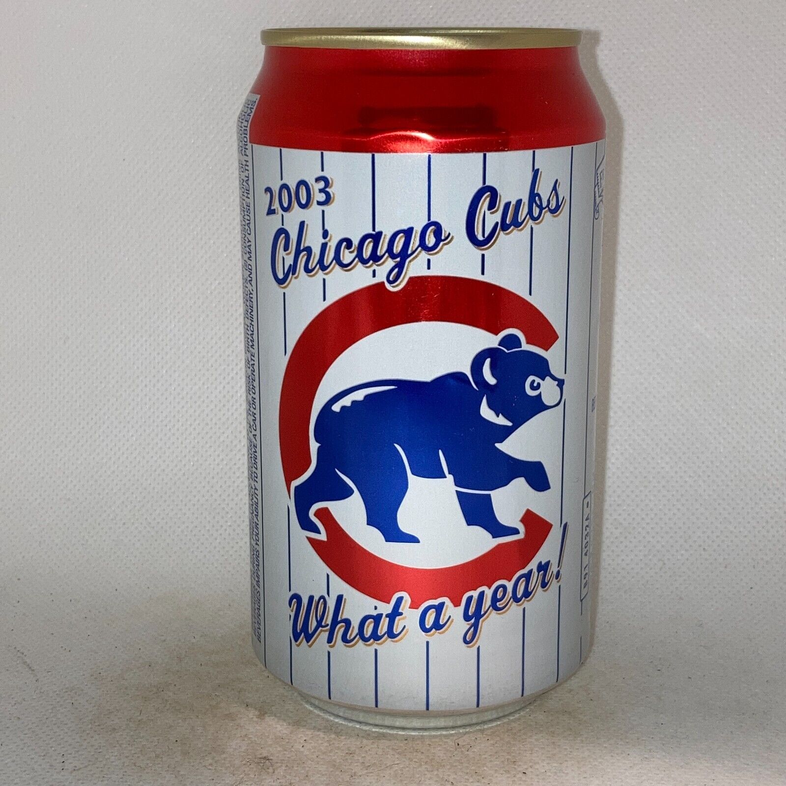 2003 Chicago Cubs Old Style beer can, bottom opened