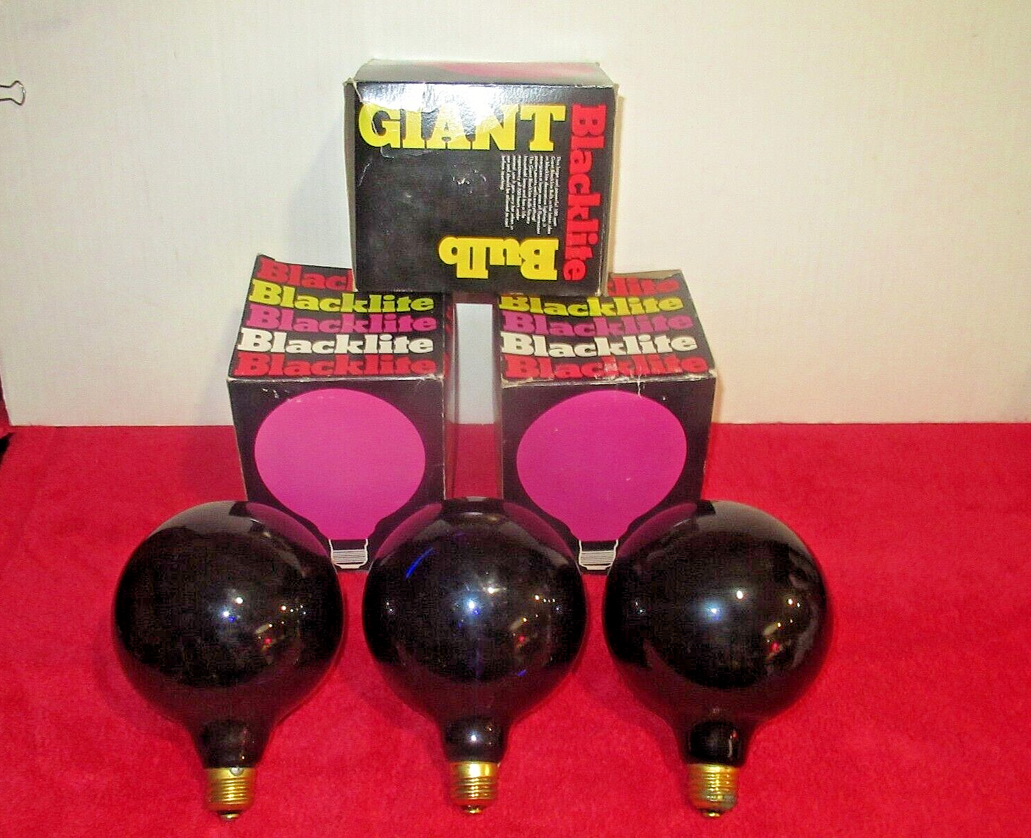 3 RARE Vintage 1990s Spencer Gifts Giant Blacklite Black Light Bulb 100W Tested