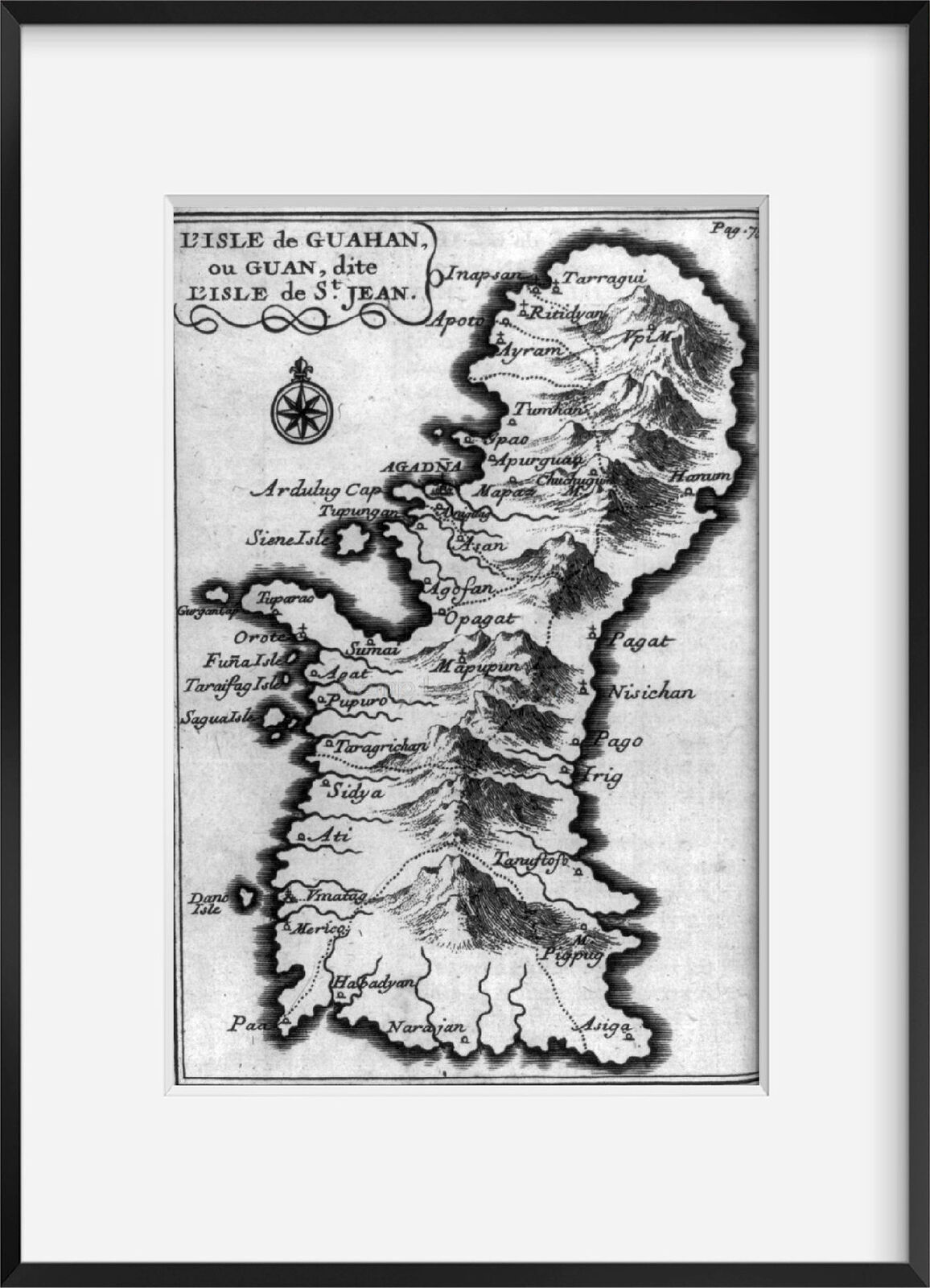 Photo: L\'Isle de Guahan, ou Guan, Map of Guam, Pacific Ocean, 1700, Charles Le G