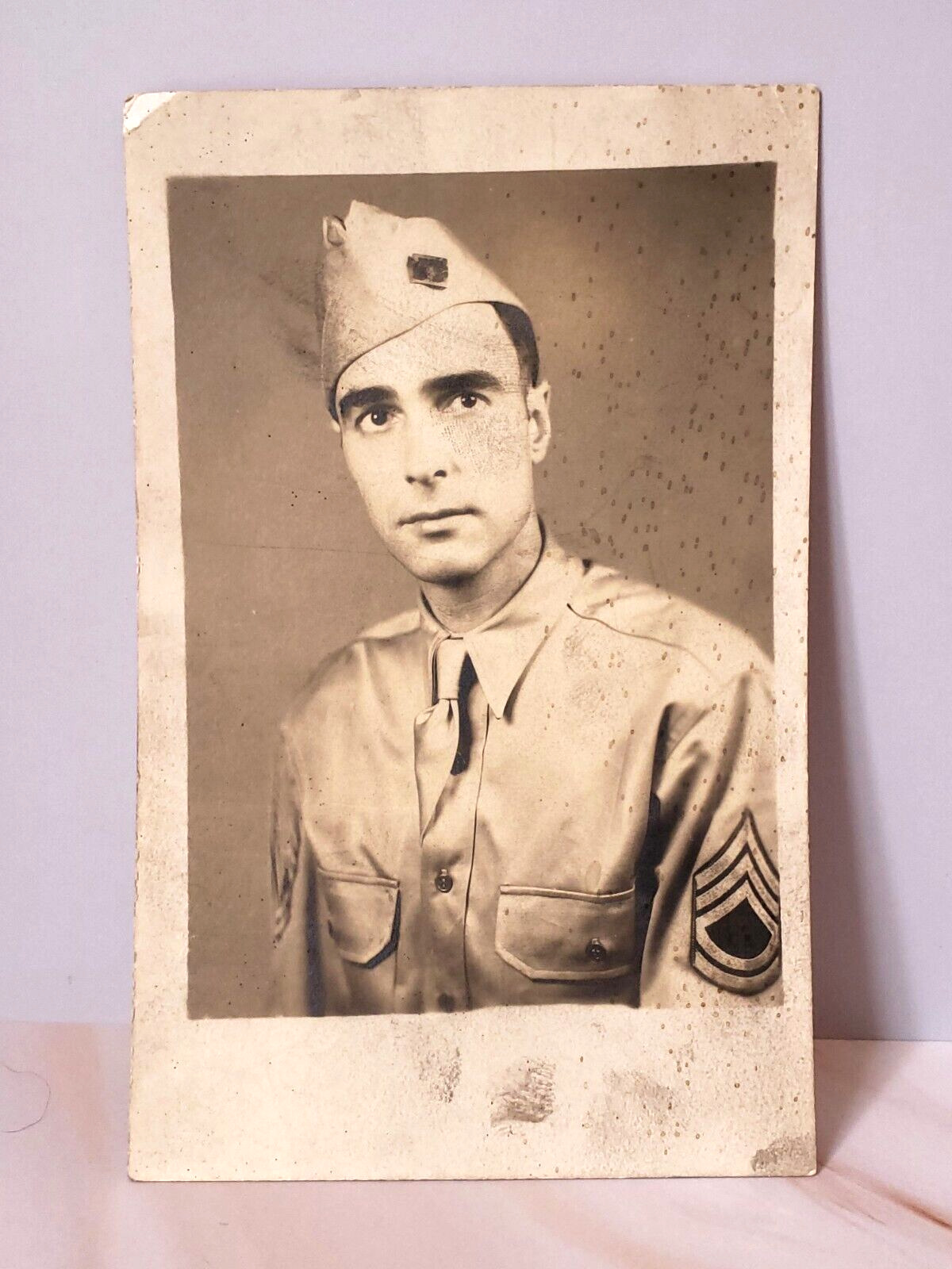 Vintage RPPC Military Army Serviceman Portrait Real Photo Postcard | Unposted