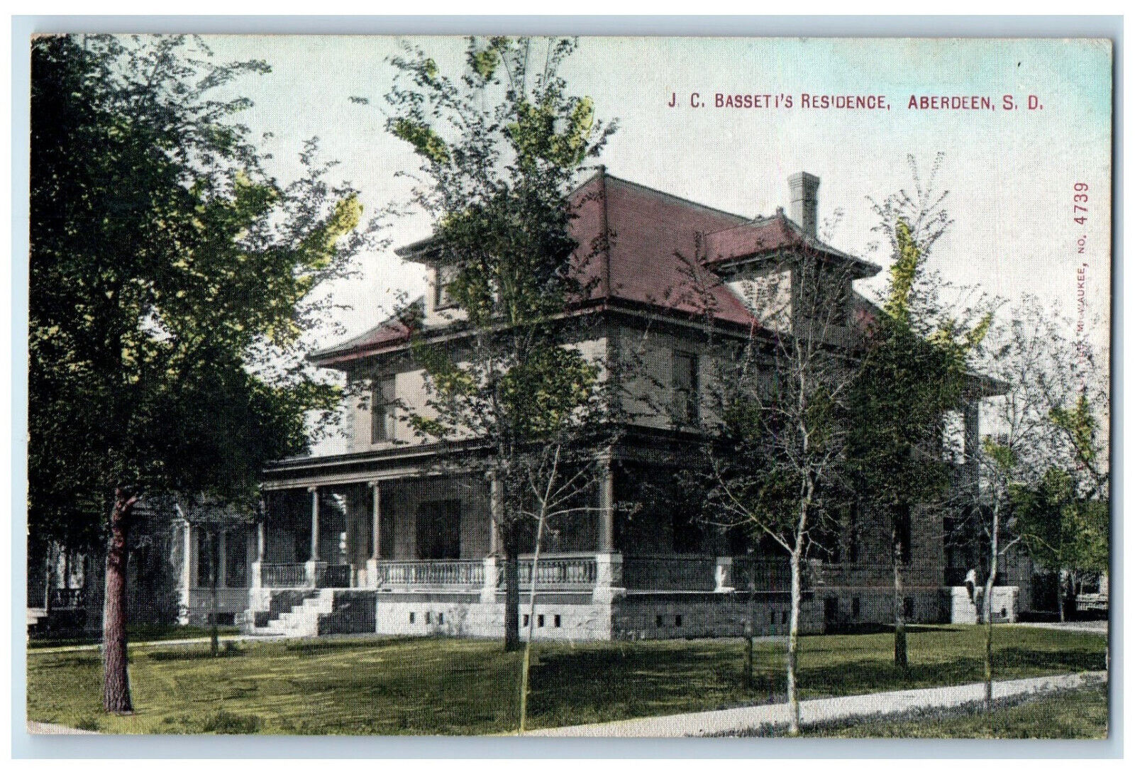 c1910 J.C. Basseti\'s Residence Aberdeen South Dakota SD Unposted Postcard