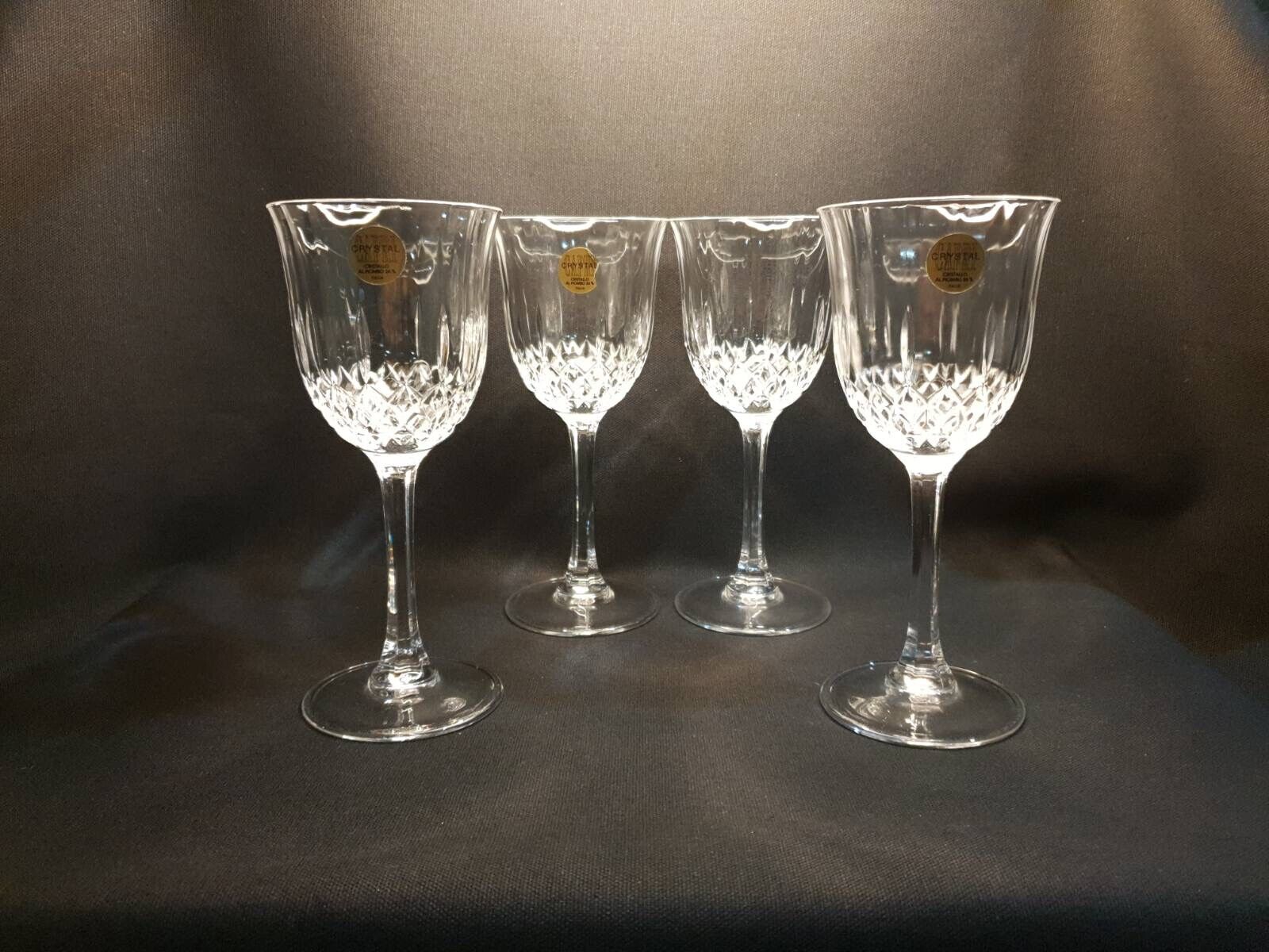 Vintage Crystal Cristallo Capri Al Piombo Stem Glasses Made In Italy Set Of 4 