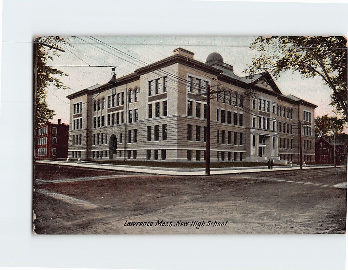 Postcard New High School Lawrence Massachusetts USA