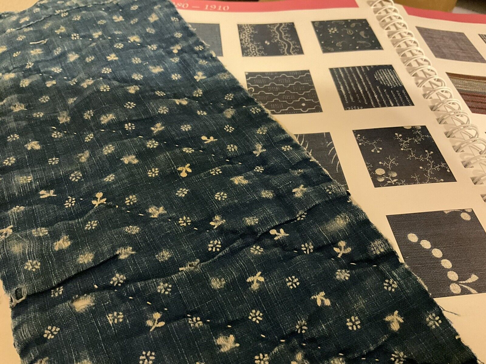Antique Indigo Calico Fabric Frag 2 Sided Primitive Quilt Moprimitivepast Aafa