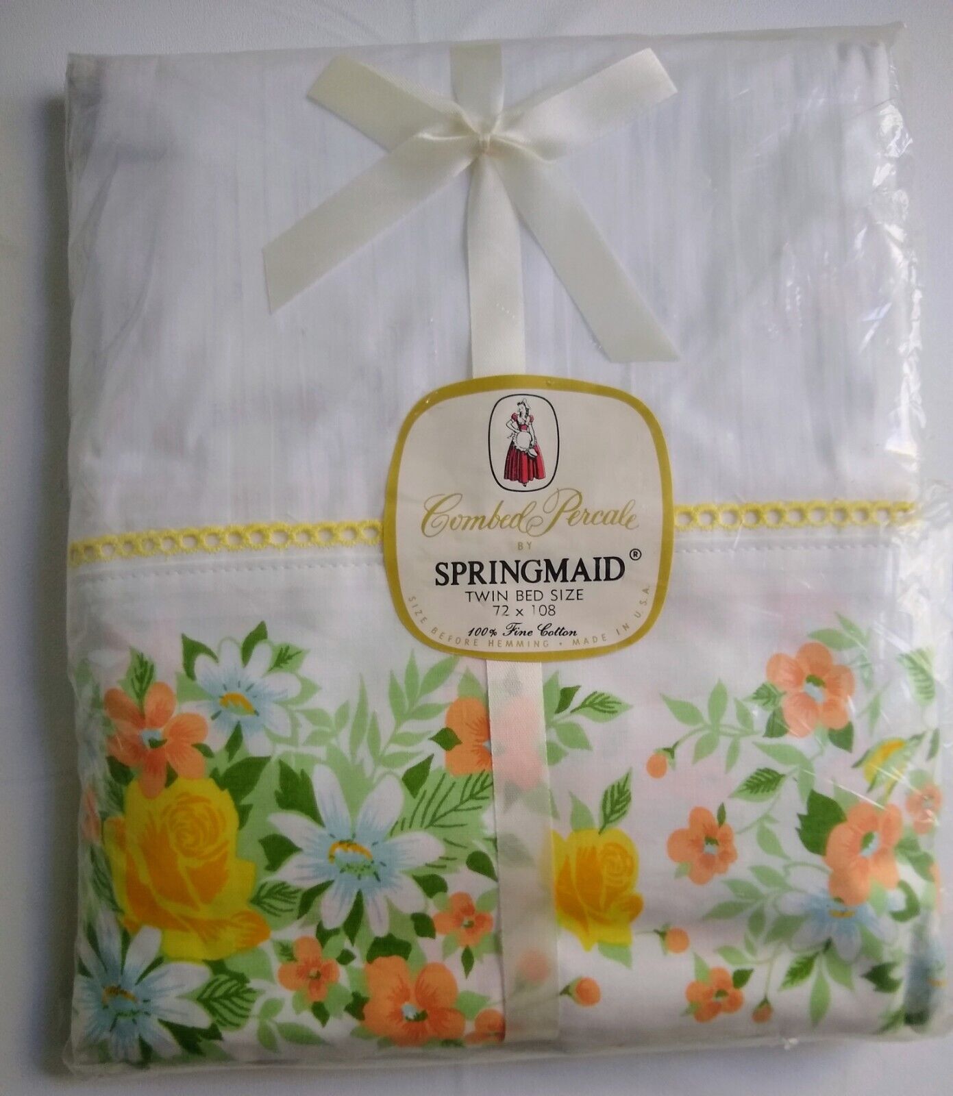 Vintage Springmaid Morning Garden Twin Top Sheet 72X108 100%Cotton NIP Condition