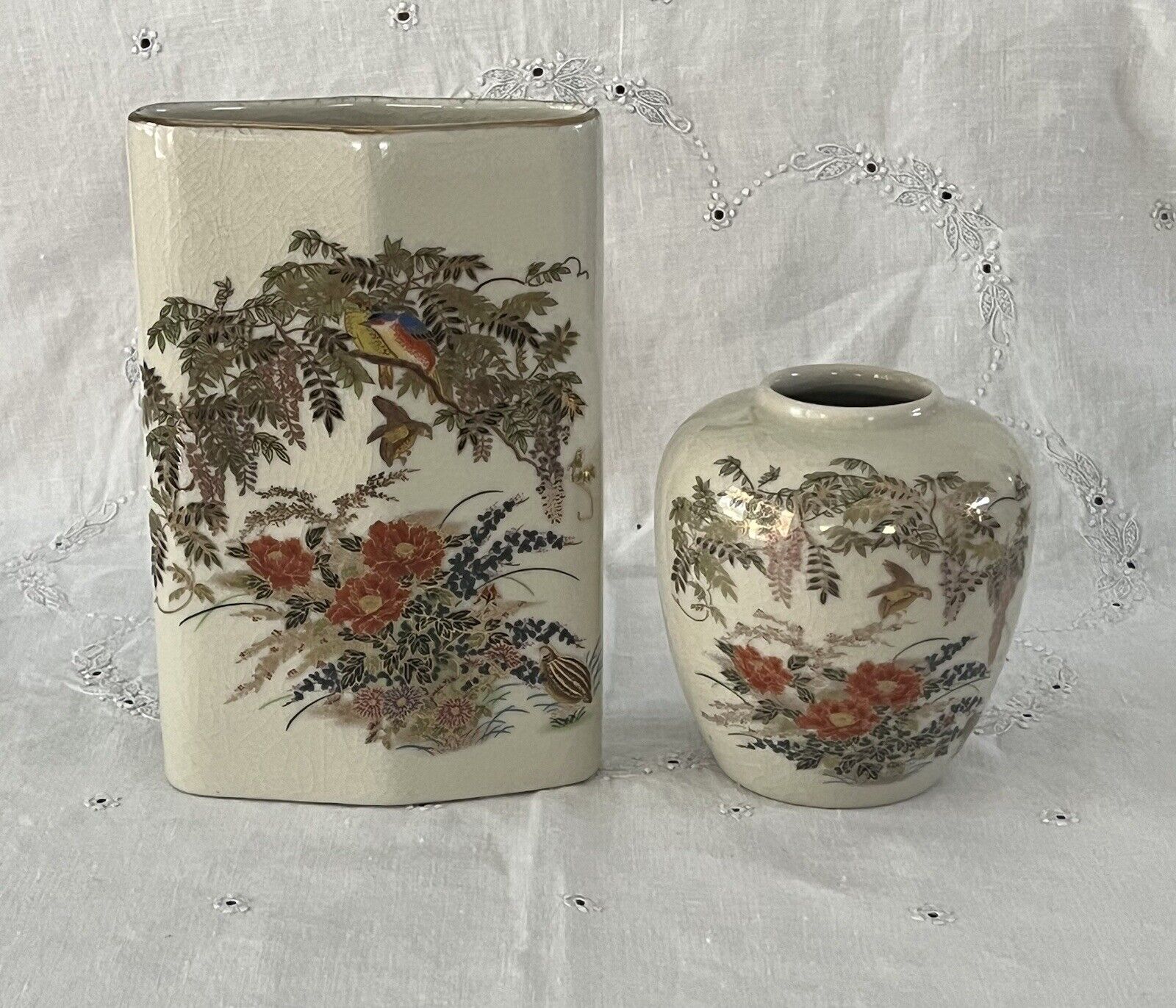 Vintage Pair Of Hand Painted Porcelain Floral Vase Price Products  Made In Japan