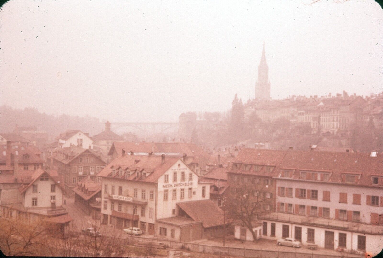 1958 Scenic View Town Basel Switzerland on Rhine River Vintage 35mm Slide