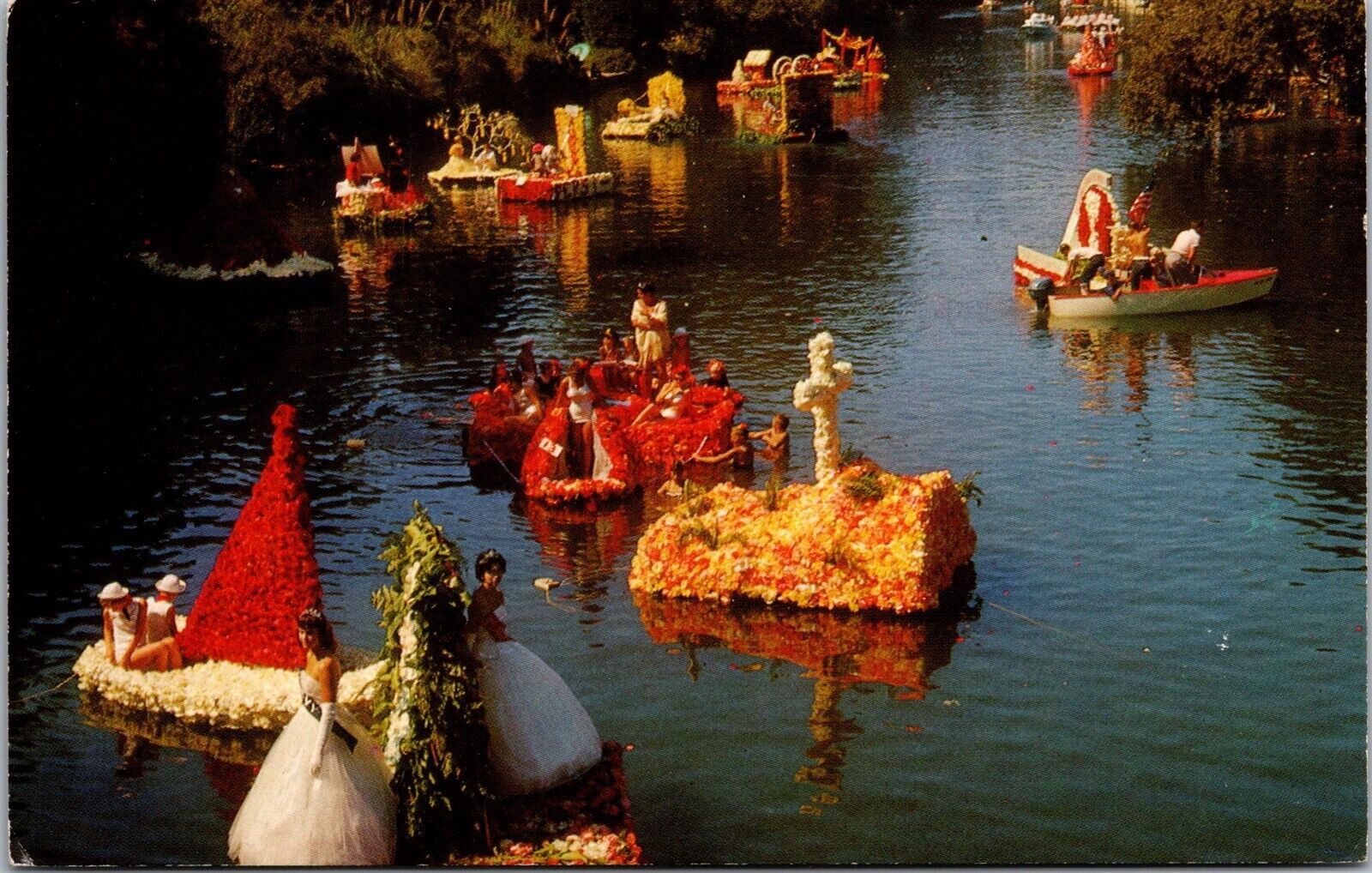 Vtg Capitola California CA Begonia Festival Floats Soquel Creek 1960s Postcard