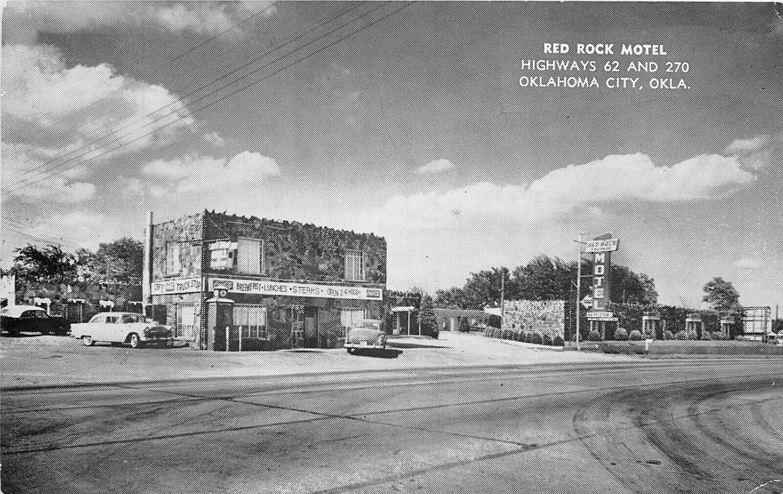 Postcard RPPC 1950s Oklahoma City Red Rock Motel autos Occupational OK24-3889