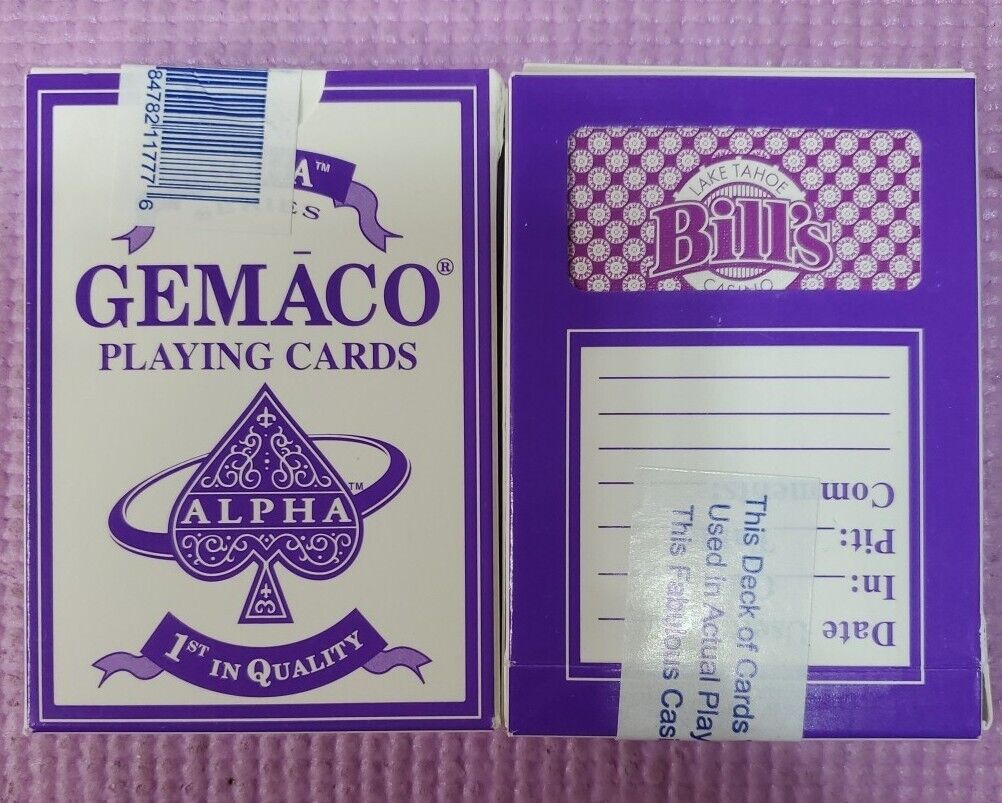 Bill\'s Lake Tahoe Casino Playing Cards Gemaco Alpha Casino Sealed 2 Packs