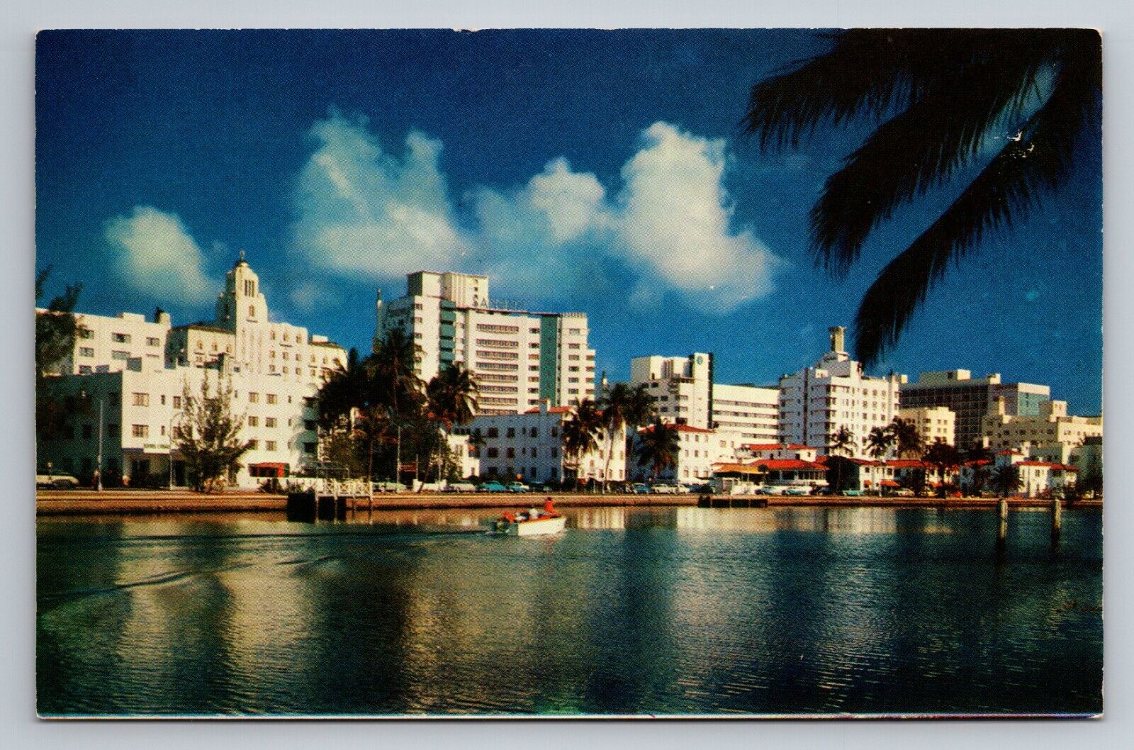 Hotel Row Miami Beach Indian Creek Florida Vintage Unposted Postcard