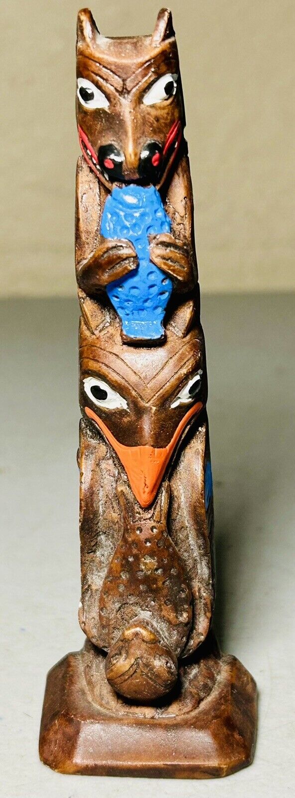 Vintage Authentic Alaska Craft 5” Resin Totem Pole Souvenir Handmade Ketchikan