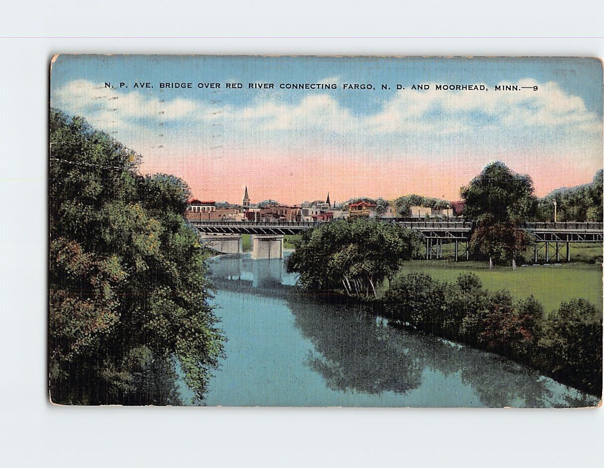 Postcard NP Avenue Over Red River Minnesota USA