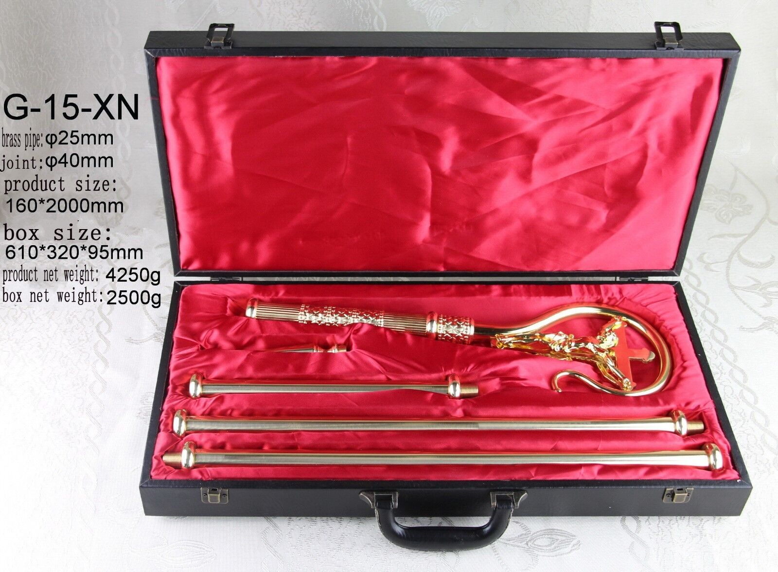 traditional Bishop Crosier with case   - H 78 3/4\