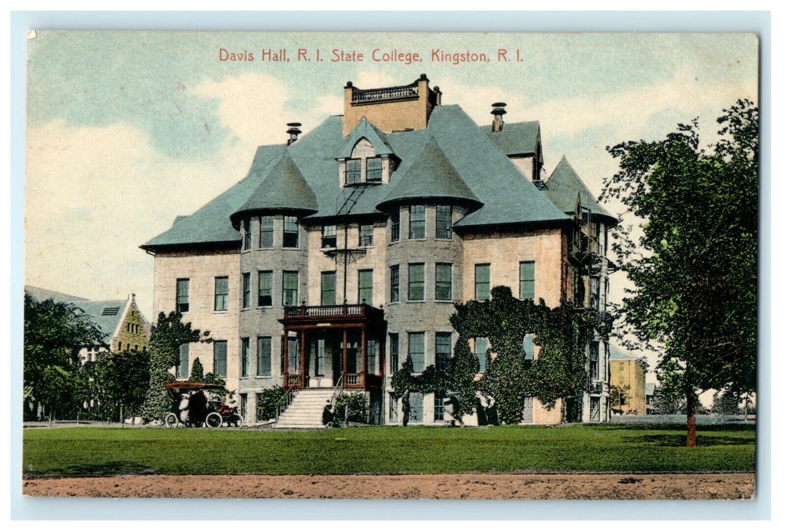1913 Davis Hall View, RI State College Rhode Island, RI Antique Postcard