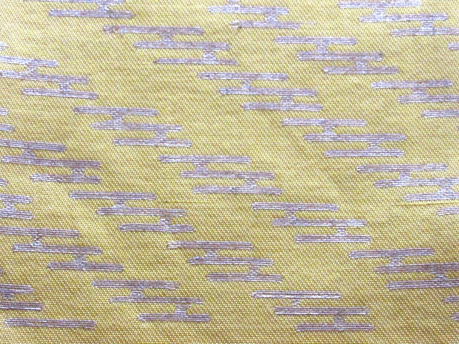 Bright Yellow Textile Weave Obi Fabric 100% Silk Japan 2 Pcs Each 53\