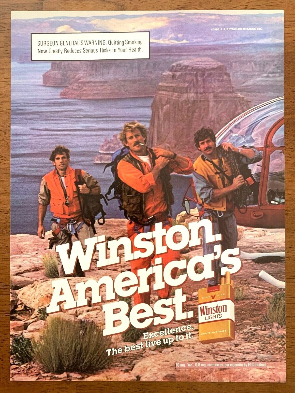 1986 Winston Cigarettes Vintage Print Ad/Poster Action Adventure Bar Art Décor 
