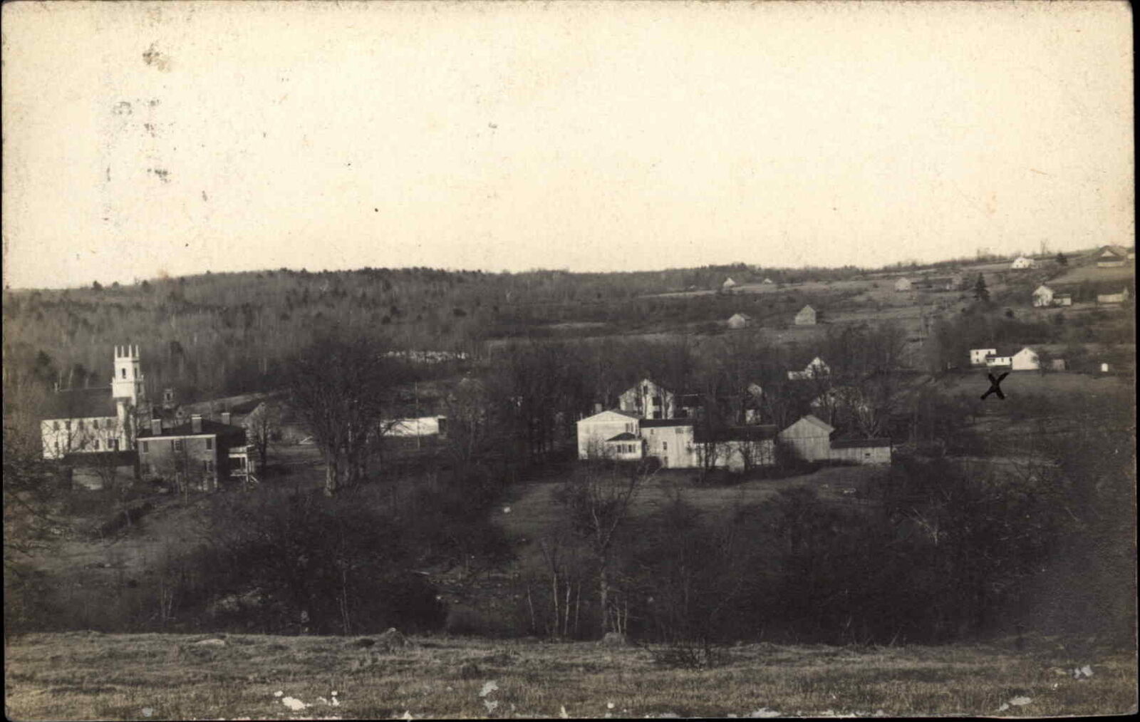 Granville Center MA General View 1909 Real Photo Postcard