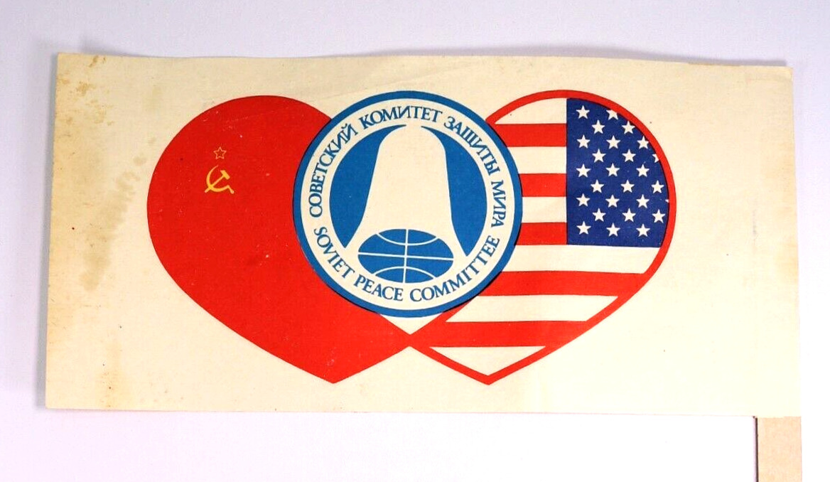 Soviet Peace Committee 1988 Moscow Summit Flag US-USSR Regan & Gorbachev Talks
