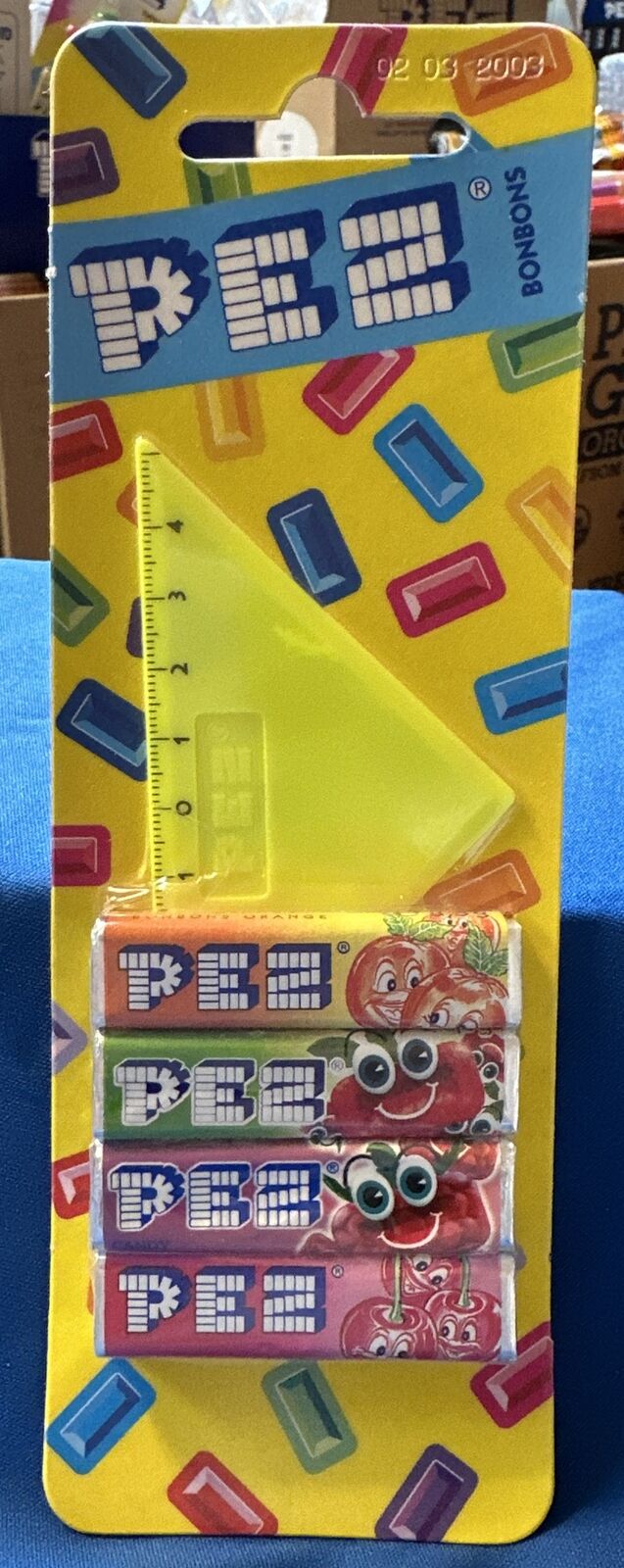 PEZ Triangle Ruler Yellow Bonbons Novelty Hungary Card New m20