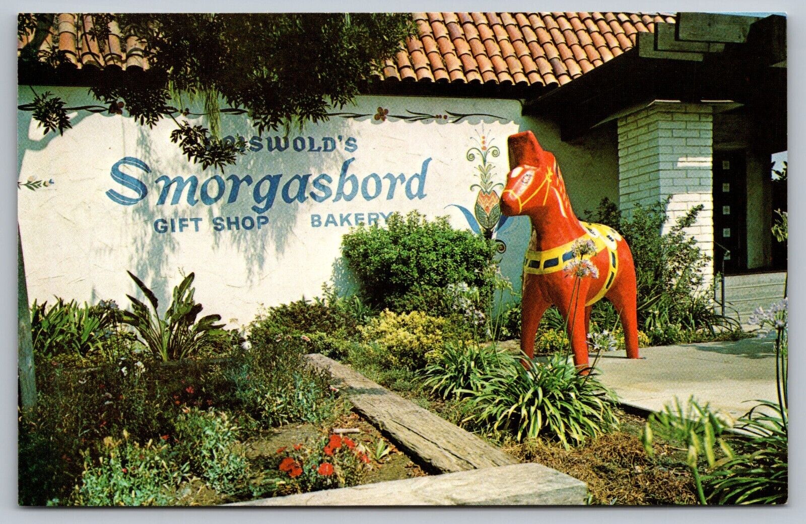 Griswold\'s Smorgasbord Restaurant Claremont CA VTG Postcard-Orange Horse-Swedish