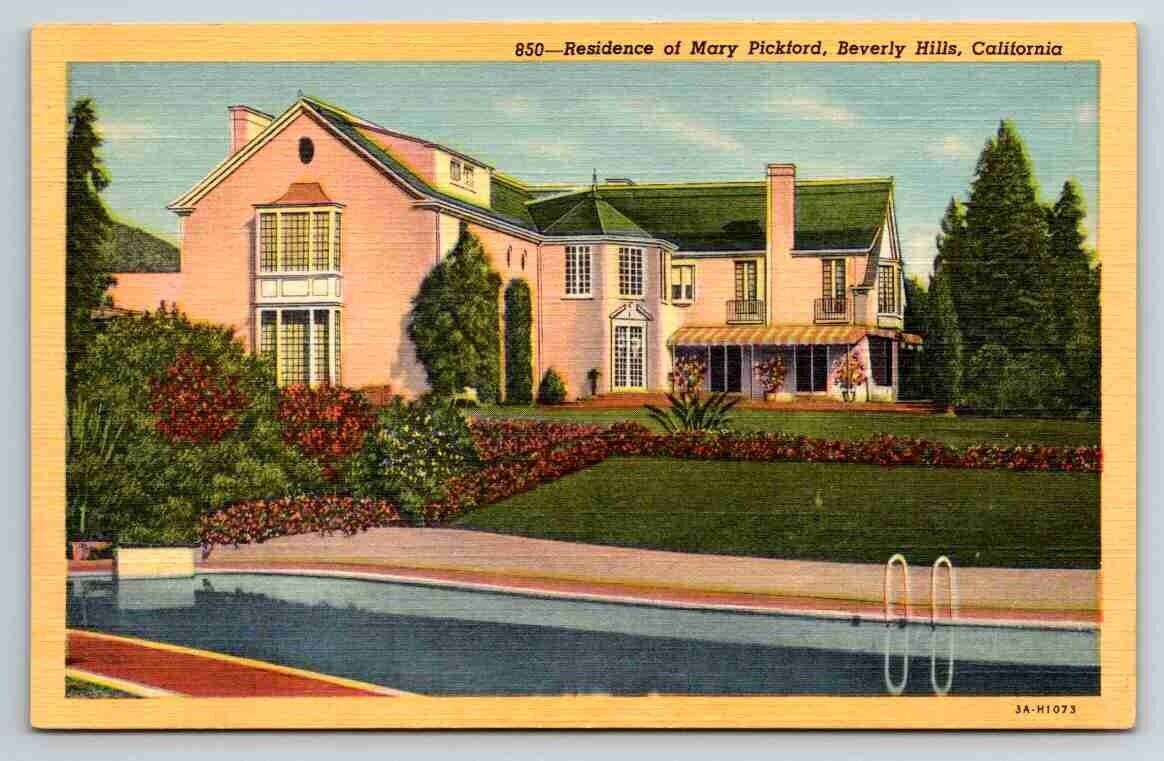 Postcard  Residence of Mary Pickford Beverly Hills CA