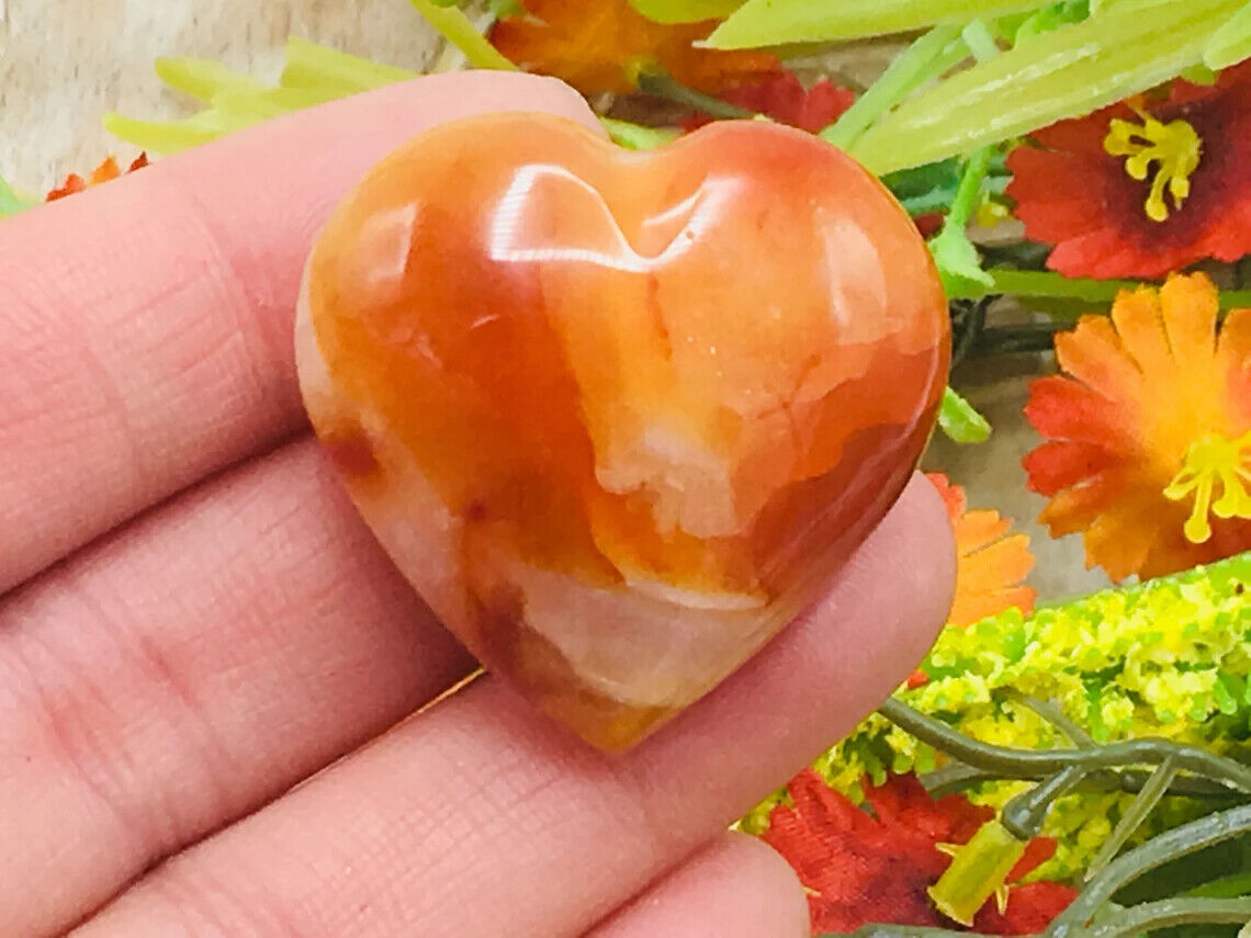 Carnelian Heart Stone | Carnelian Pocket Stone | Crystal Grid | Healing Crystal