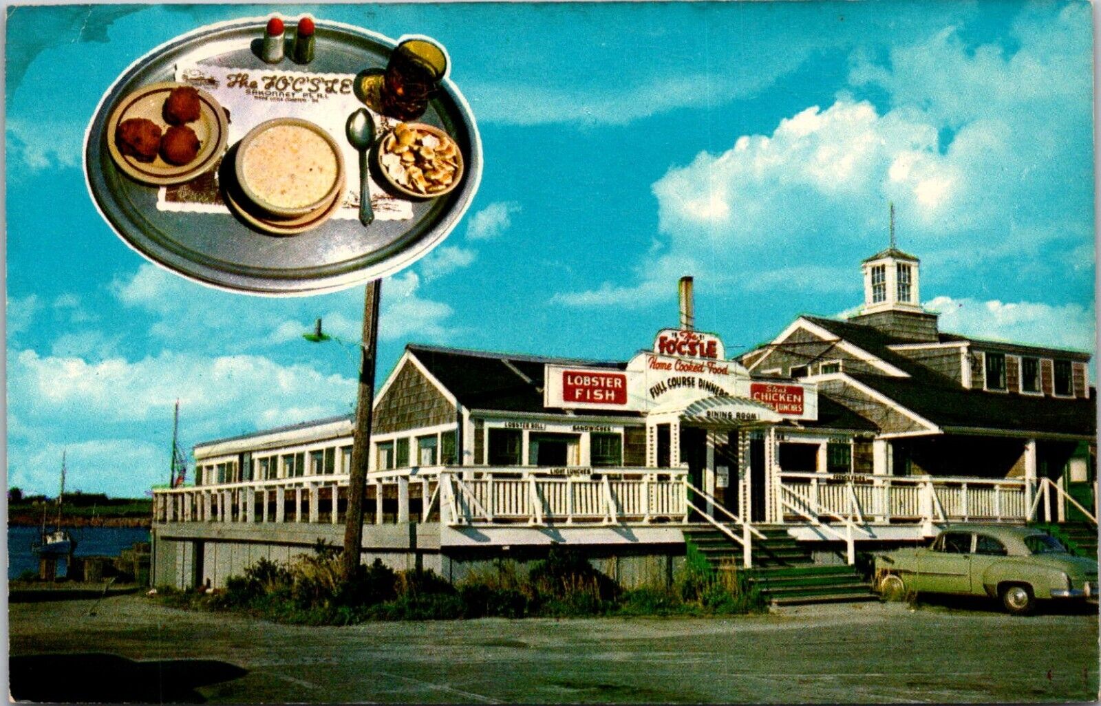 Sakonnet Point Rhode Island RI Focsle FO\'C\'S\'LE Seafood Restaurant 1950 Postcard