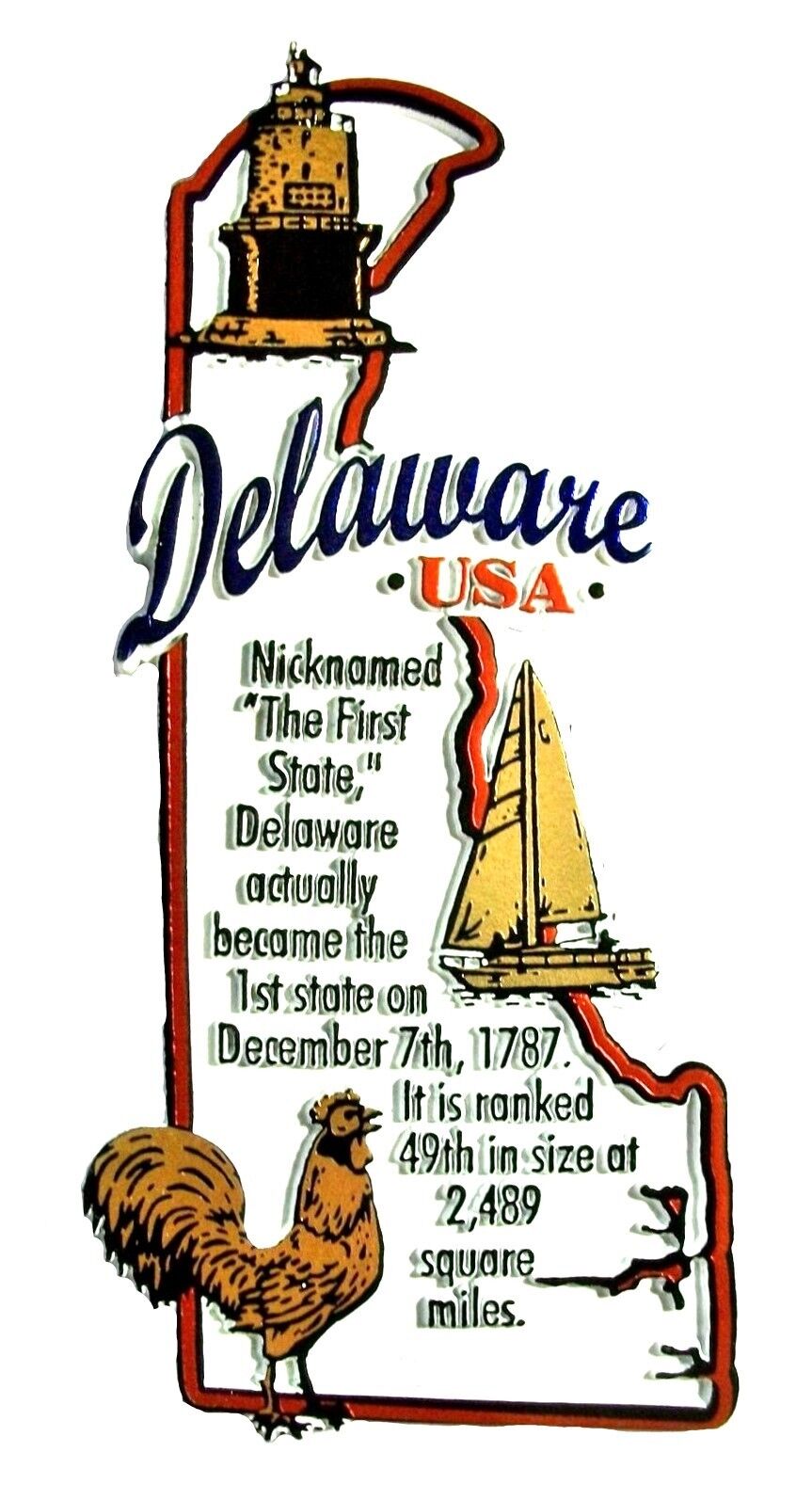 Delaware The First State Outline Montage Fridge Magnet