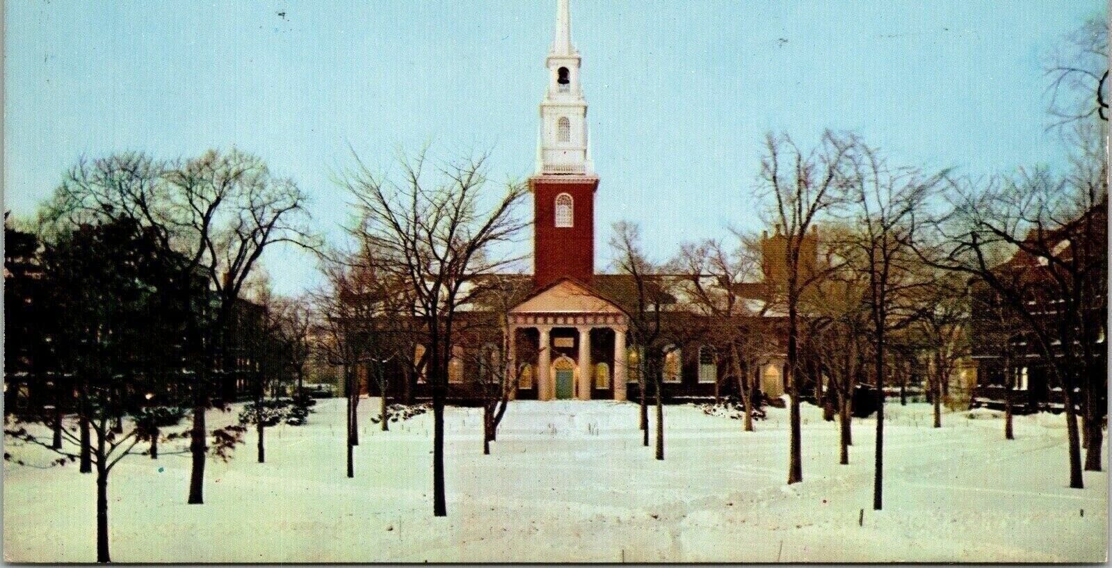 Memorial Church Harvard University Winter Scene IL Illinois  Postcard PM Cancel