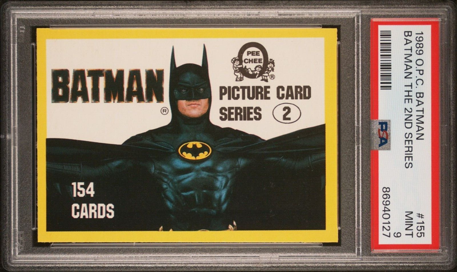 1989 O-Pee-Chee Batman #155 2nd Series Header Card PSA 9 Mint Pop1 None Higher