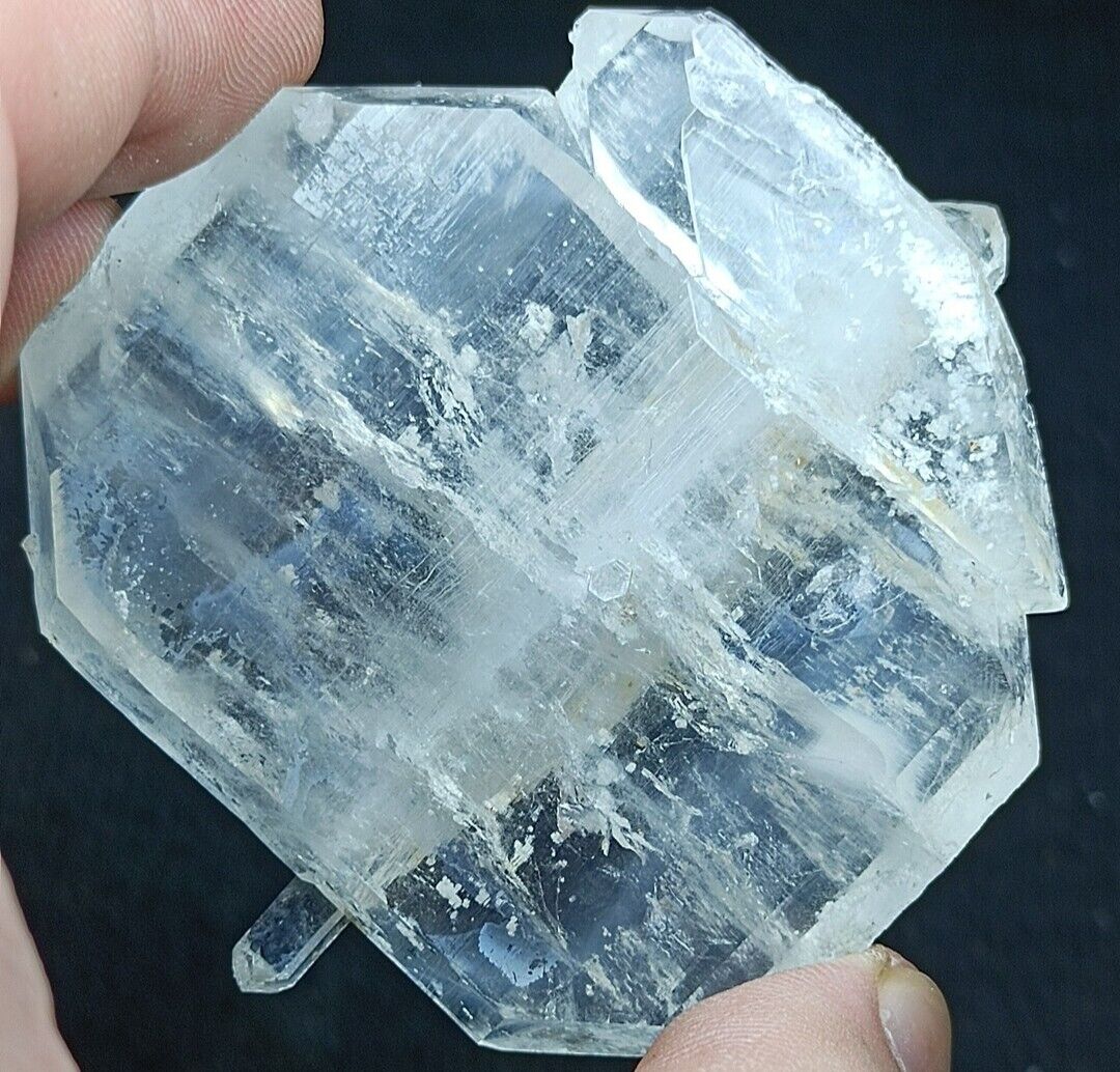 66g Natural terminated Flat shapes Faden Quartz Crystal with Clear Faden Lines.