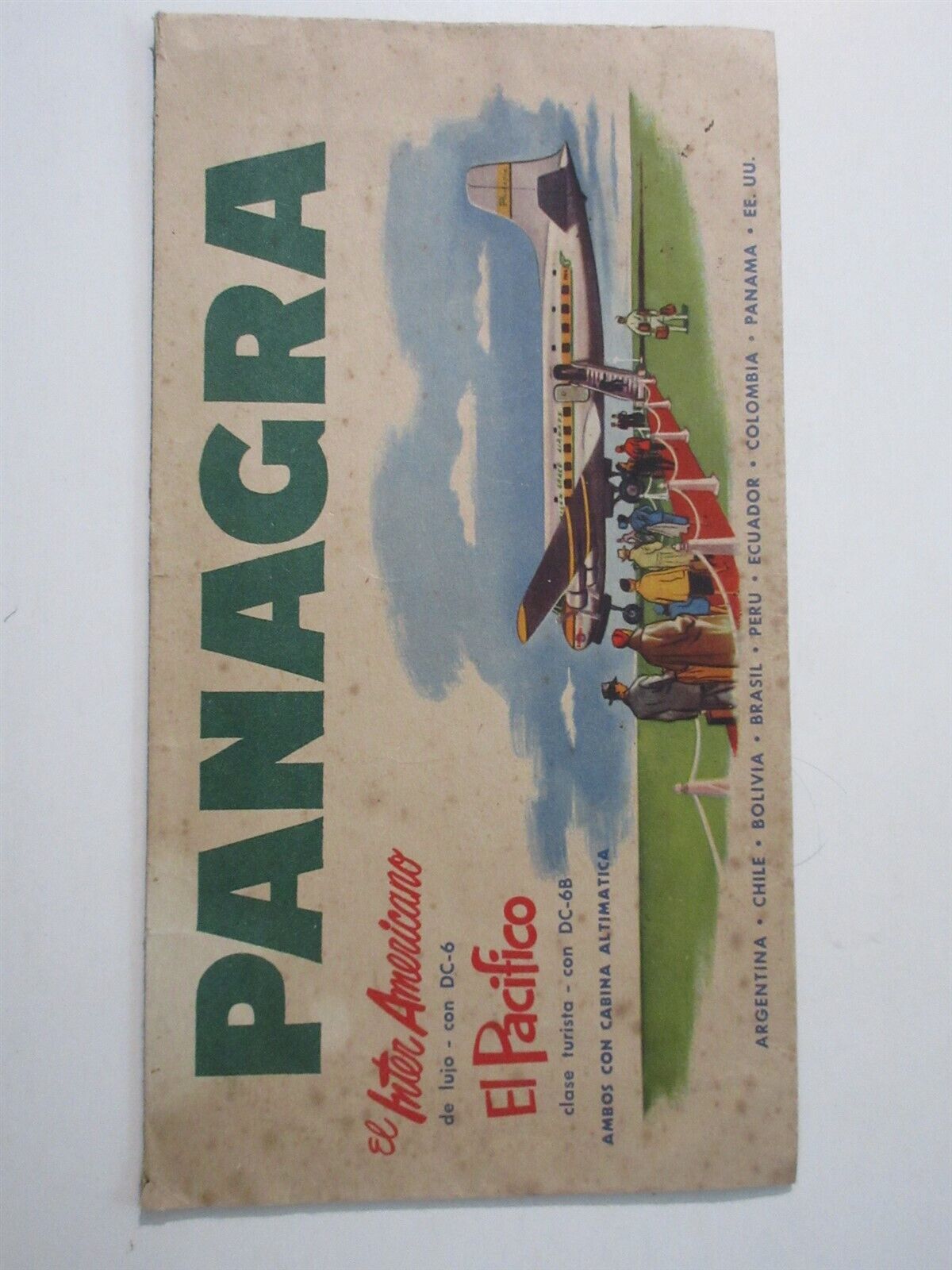 1950\'s Panagra Pan American Grace airways ticket jacket great graphics