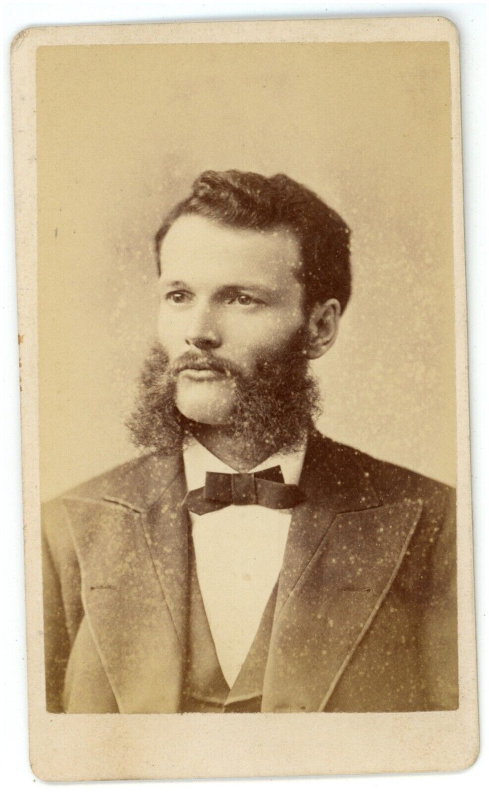 Antique CDV Circa 1870s Handsome Man With Massive Mutton Chop Beard Lewiston, ME