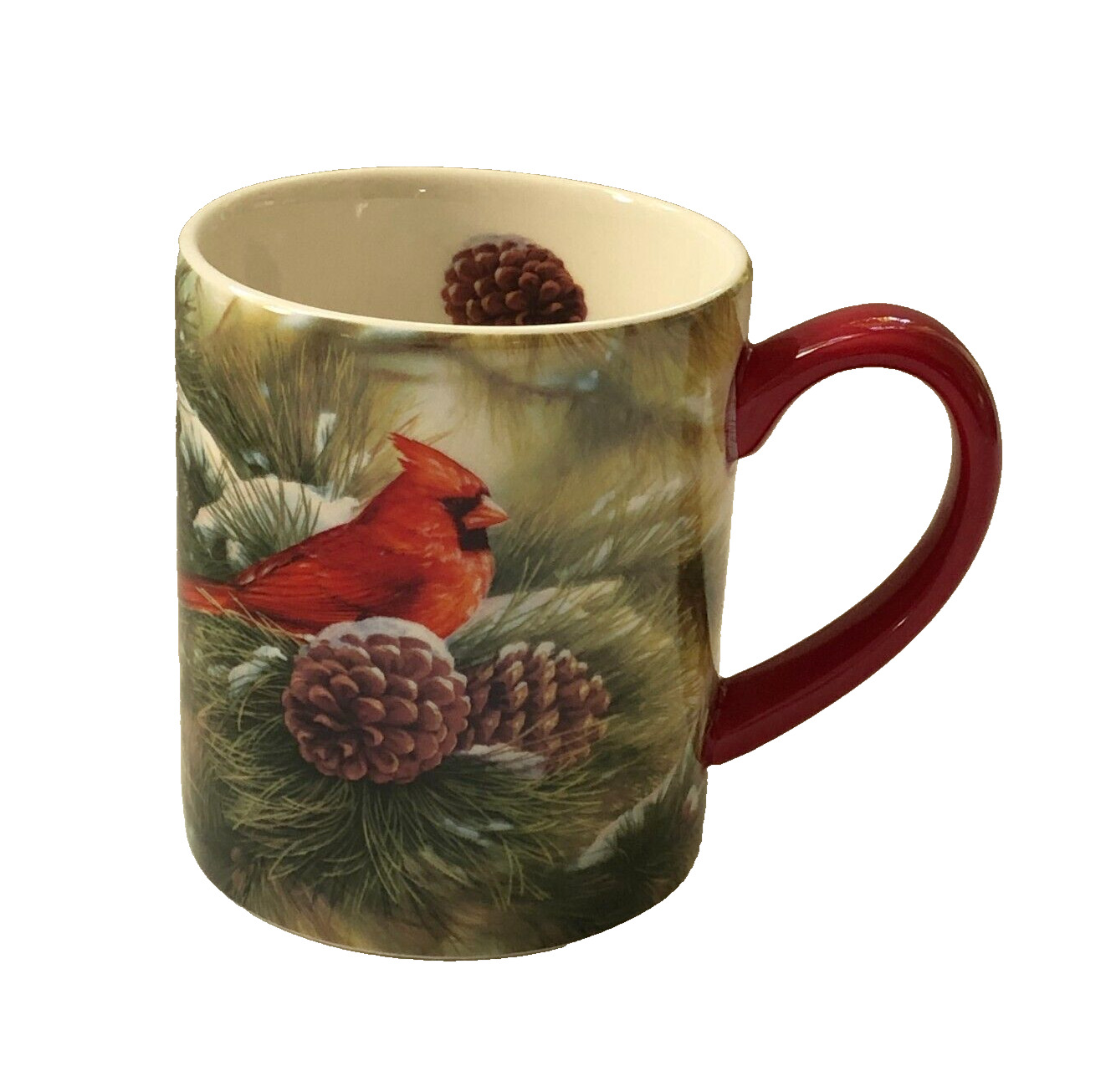 Coffee Mug December Dawn Cardinal Rosemary Milette Art Pine Cone Inside Mug Bird