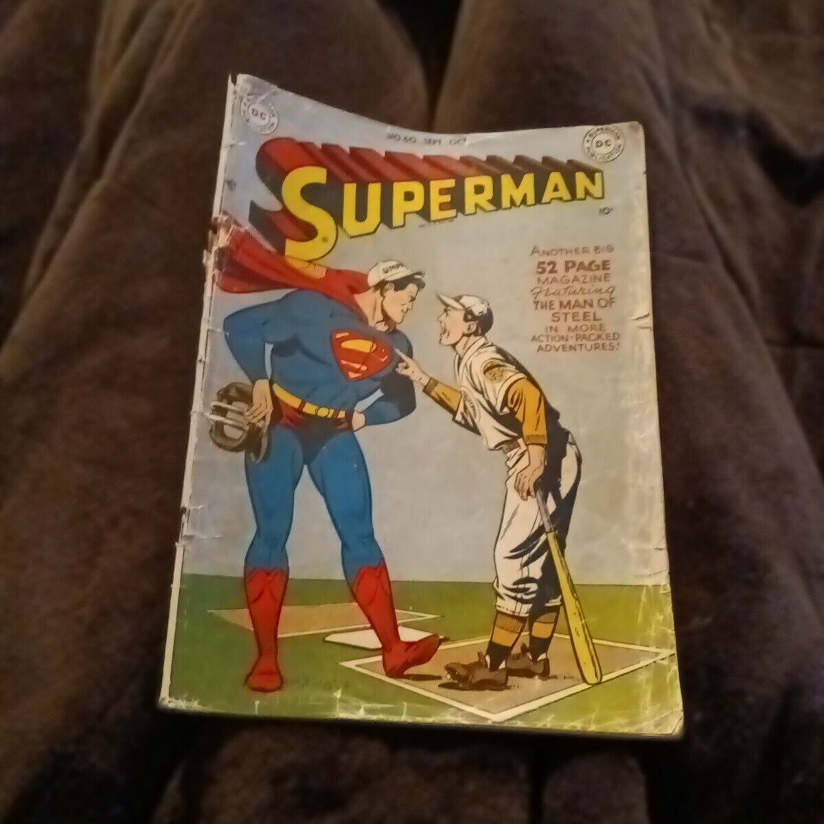 ⚾ Superman #60 Golden Age DC comics 1949 classic baseball cover ⚾ sports action