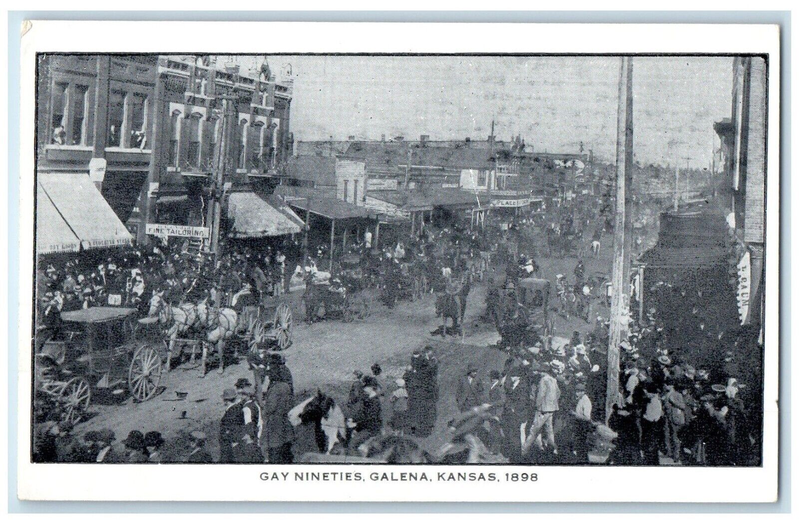 c1910 North Main Street Gay Nineties Boodle Lane Mineral Galena Kansas Postcard