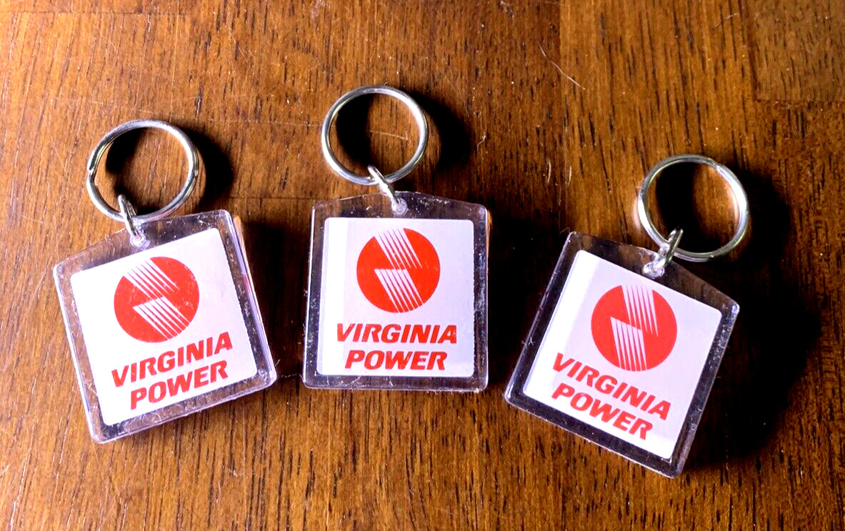 3 Vintage 80's  VIRGINIA POWER KEYCHAINS  Wired to save  New old stock