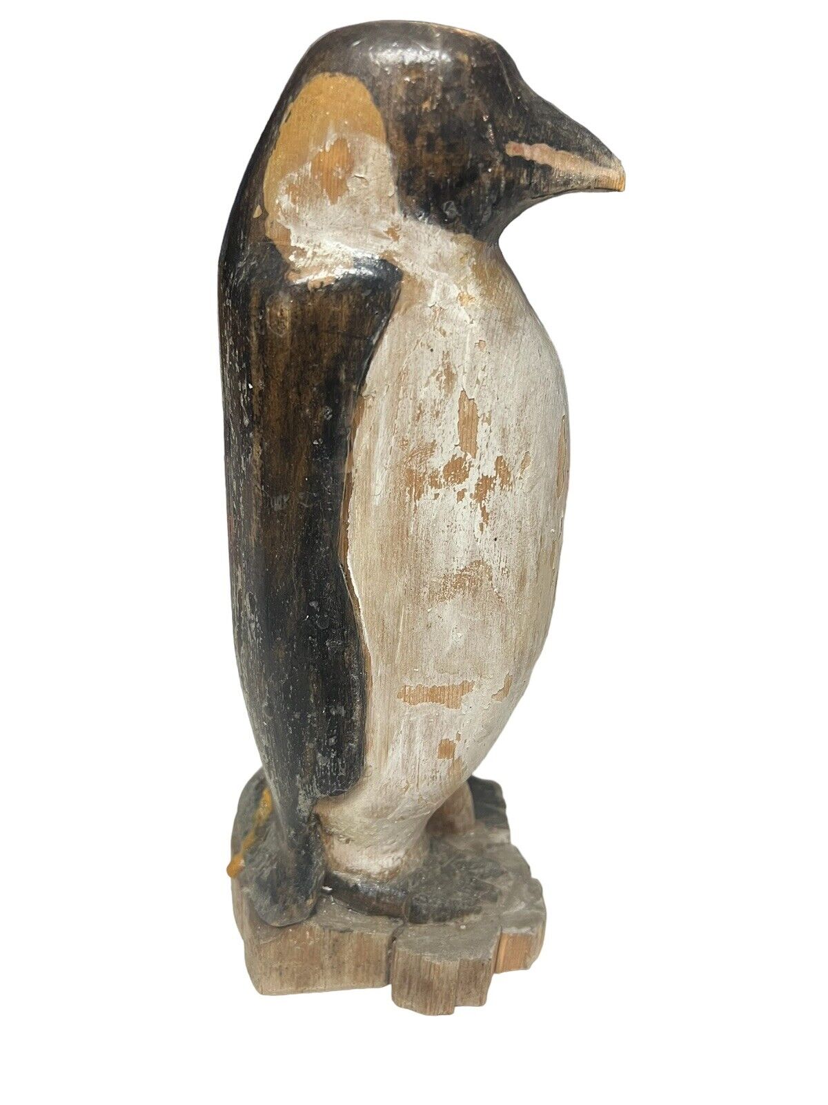 Vintage Hand Carved Folk Art Wood Penguin Sculpture Figure Emperor Decor Rustic