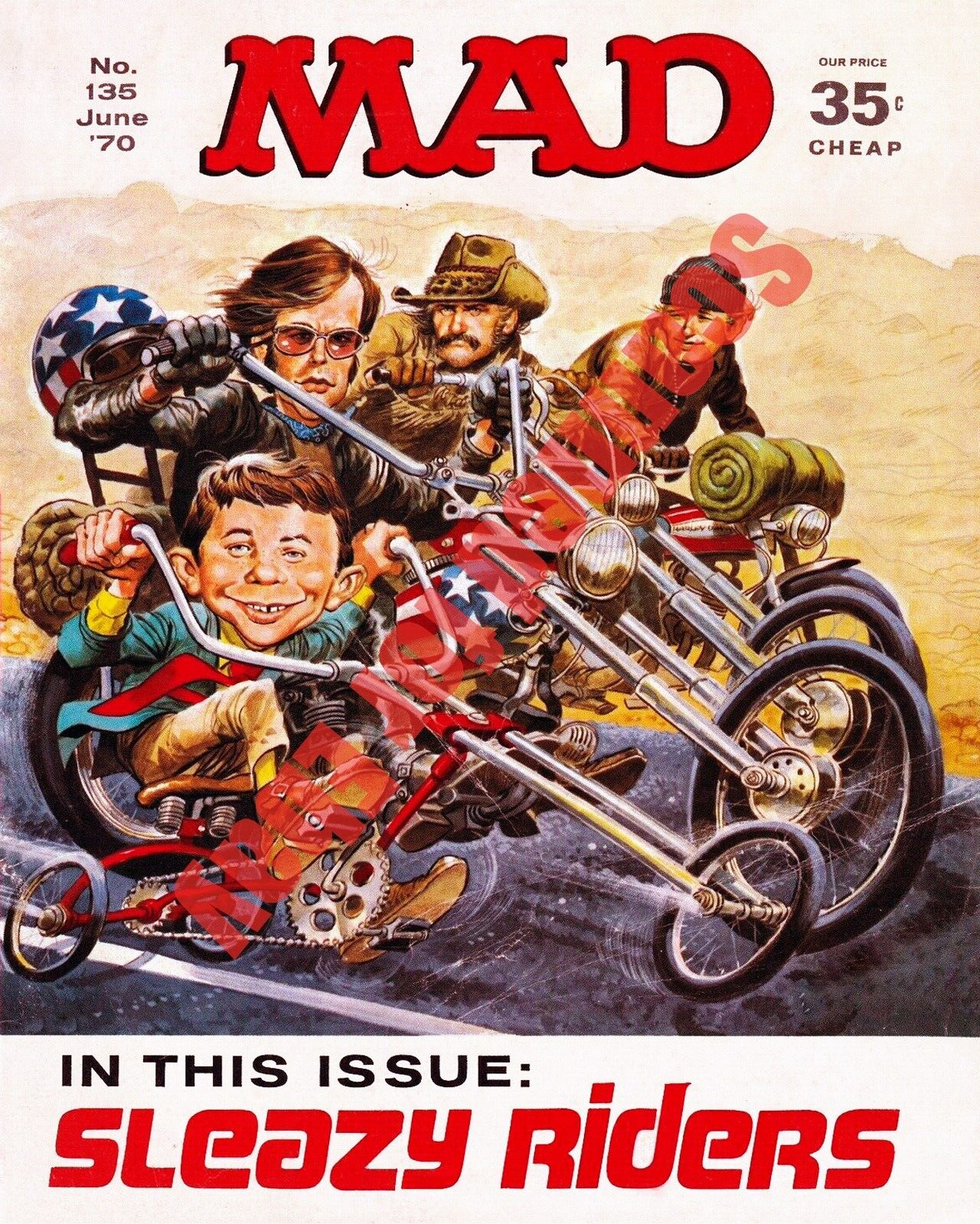 Circa 1970 Mad Magazine Issue 135 Easy Rider Fonda Hopper Art 8x10 Photo