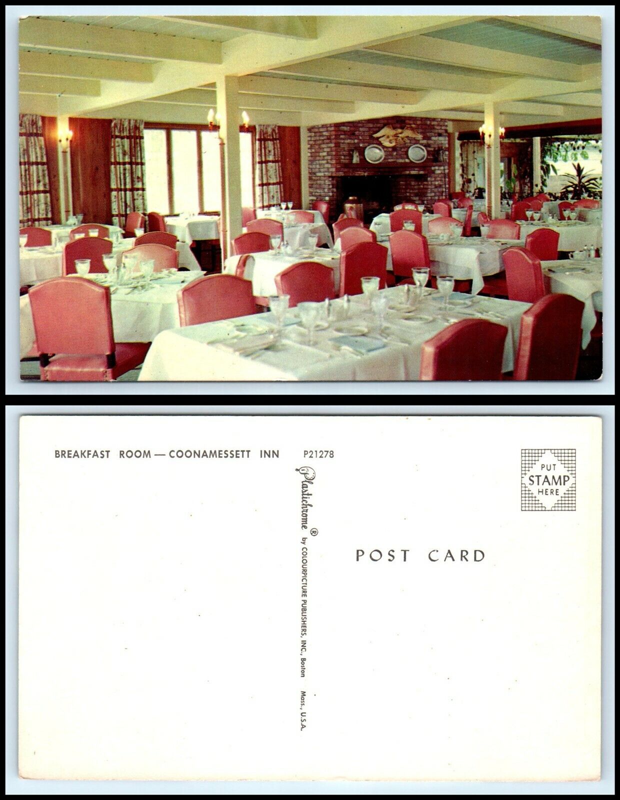 MASSACHUSETTS Postcard - Falmouth, Coonamessett Inn, Breakfast Room G26